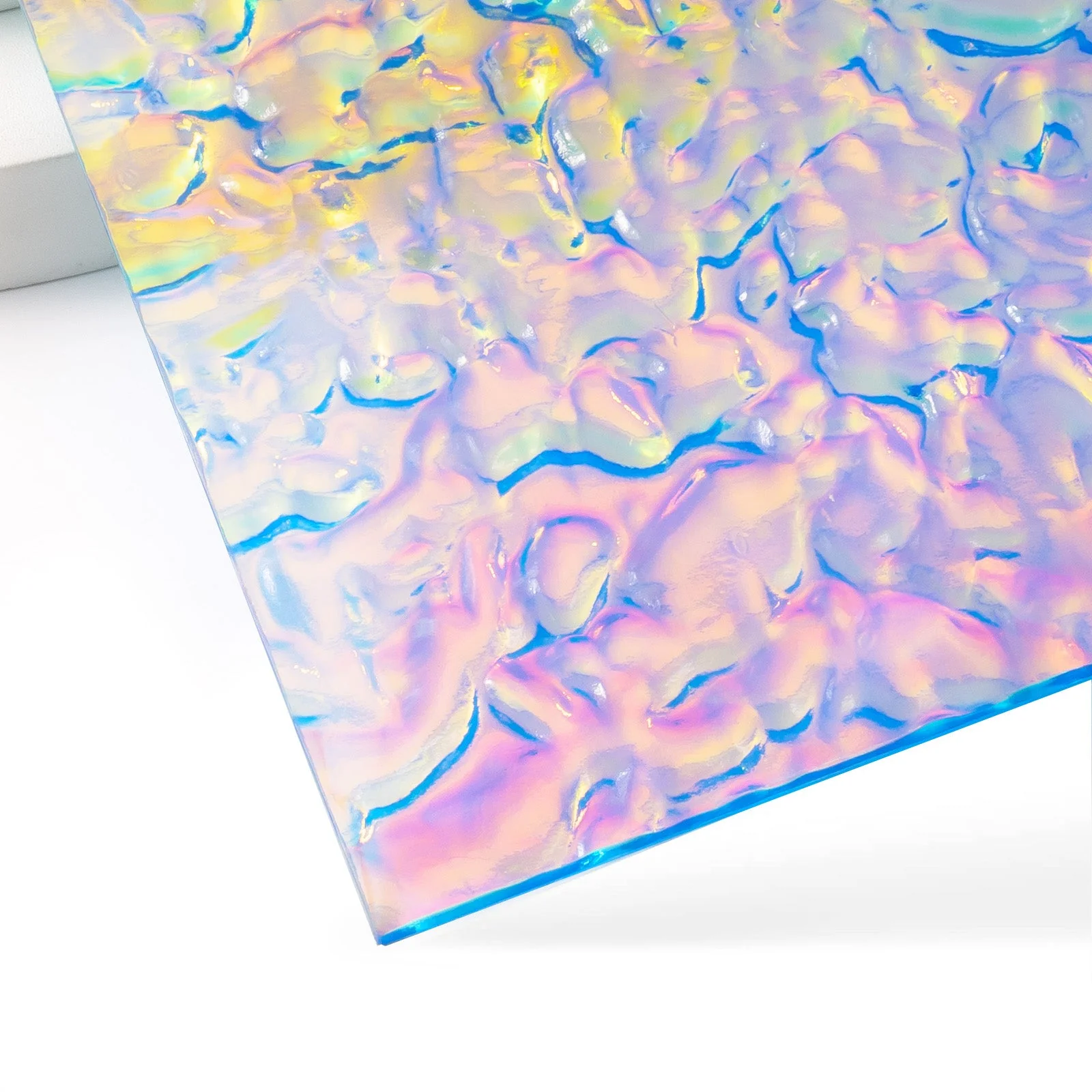 3mm Iridescent Transparent Blue Film Water Ripple Acrylic (3pcs)