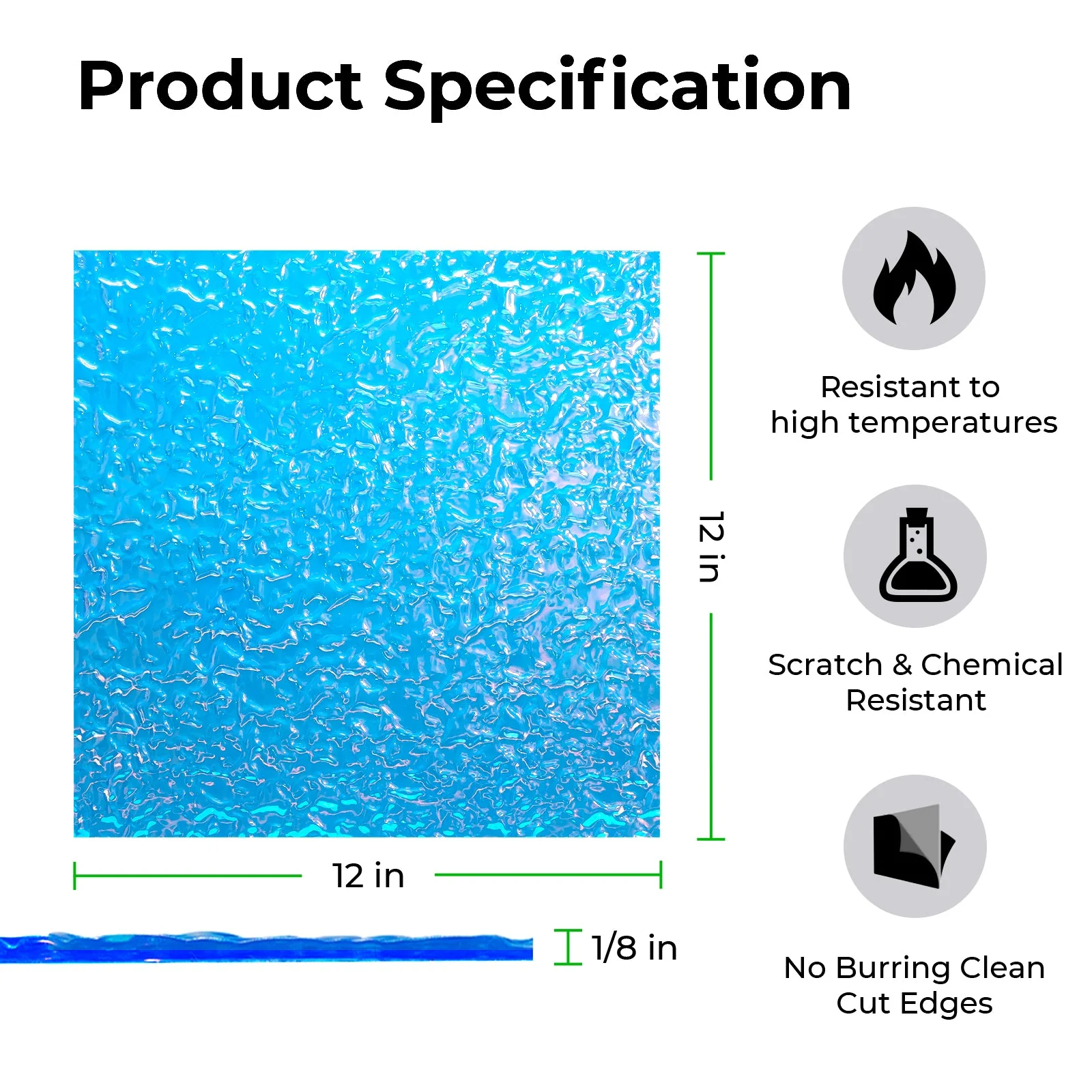 3mm Iridescent Transparent Blue Film Water Ripple Acrylic (3pcs) - Image 3