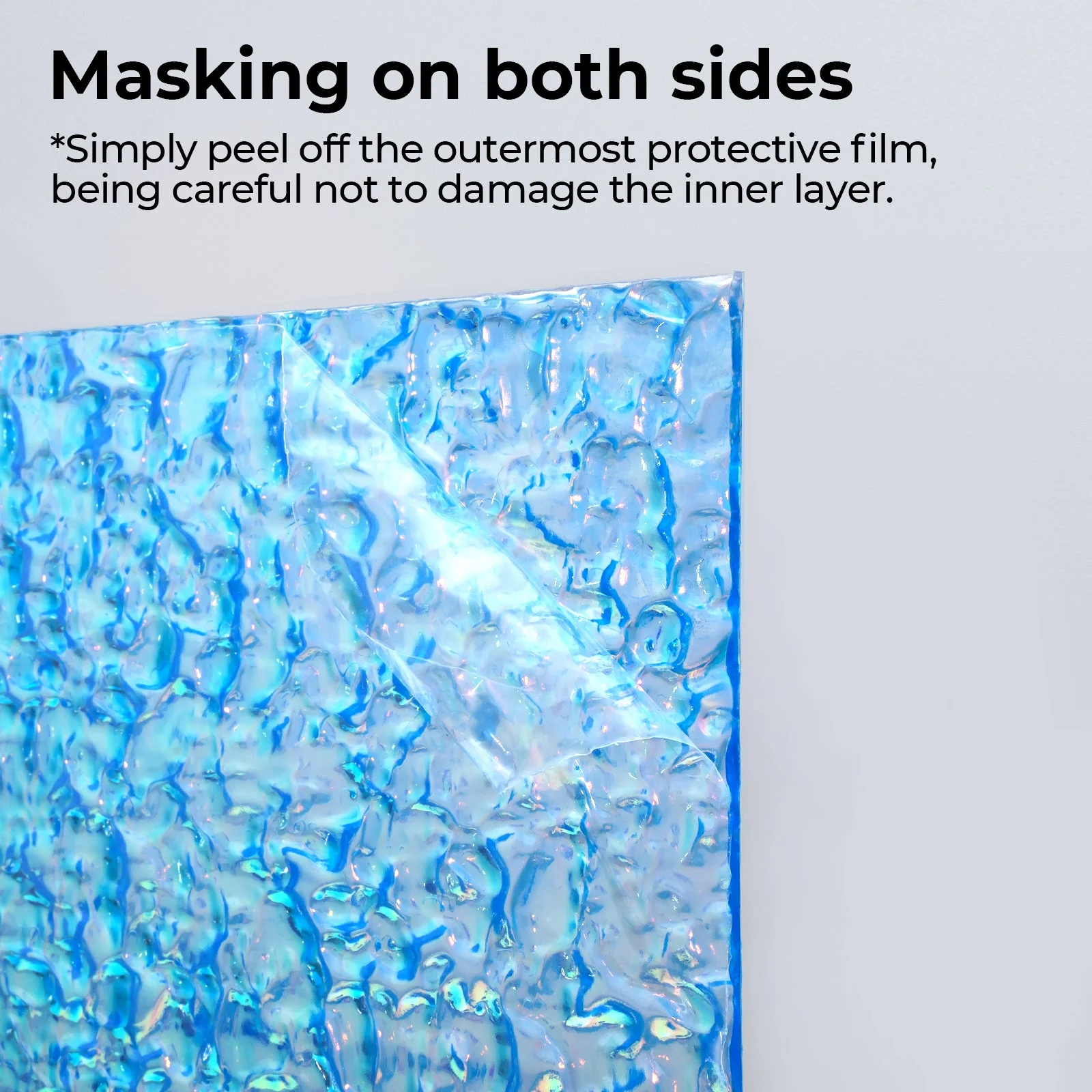 3mm Iridescent Transparent Blue Film Water Ripple Acrylic (3pcs) - Image 5