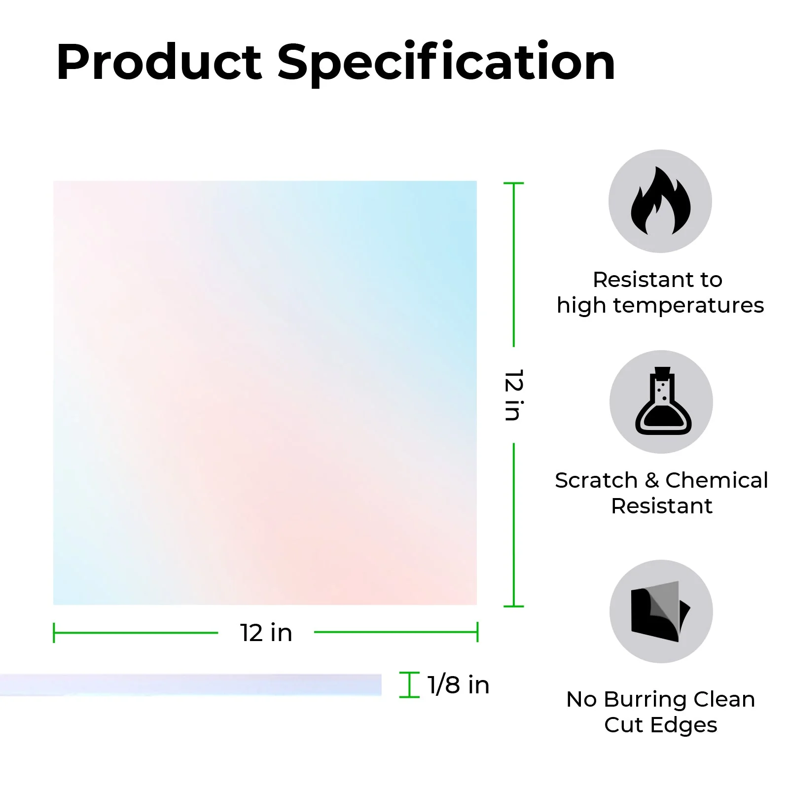 3mm Clear Iridescent Transparent Blue Film Frosted Acrylic (3pcs) - Image 3