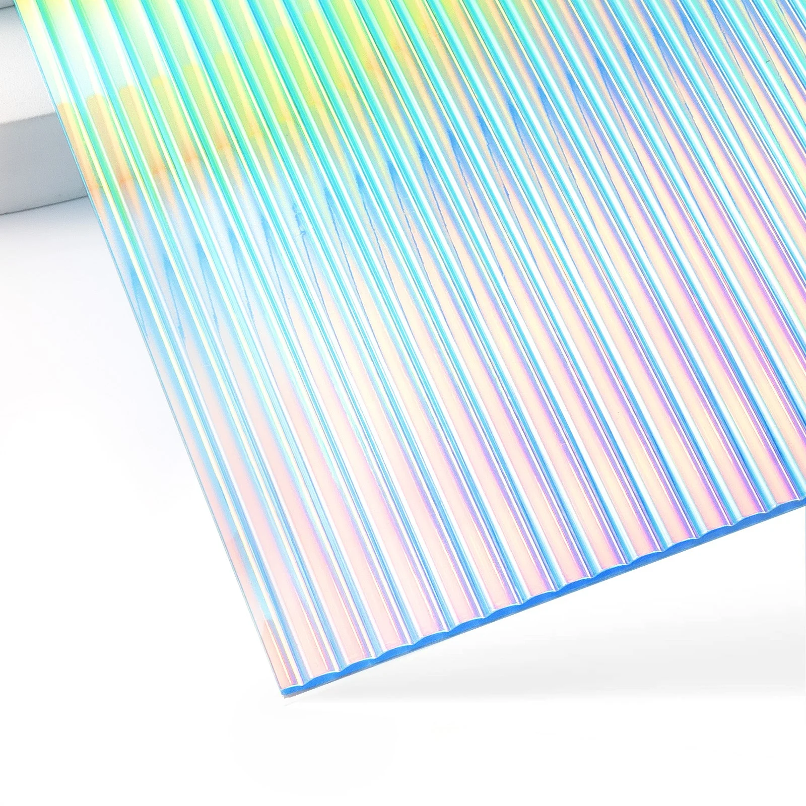 3mm Iridescent Blue Striped Transparent Acrylic (3pcs)