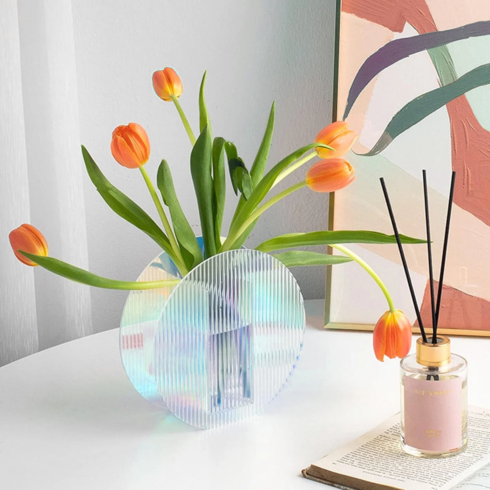 3mm Iridescent Blue Striped Transparent Acrylic (3pcs) - Image 3