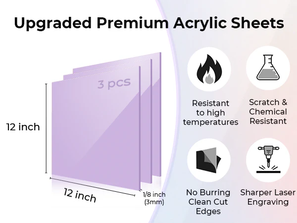 3mm Pastel Violet Acrylic Sheet (3pcs) - Image 5