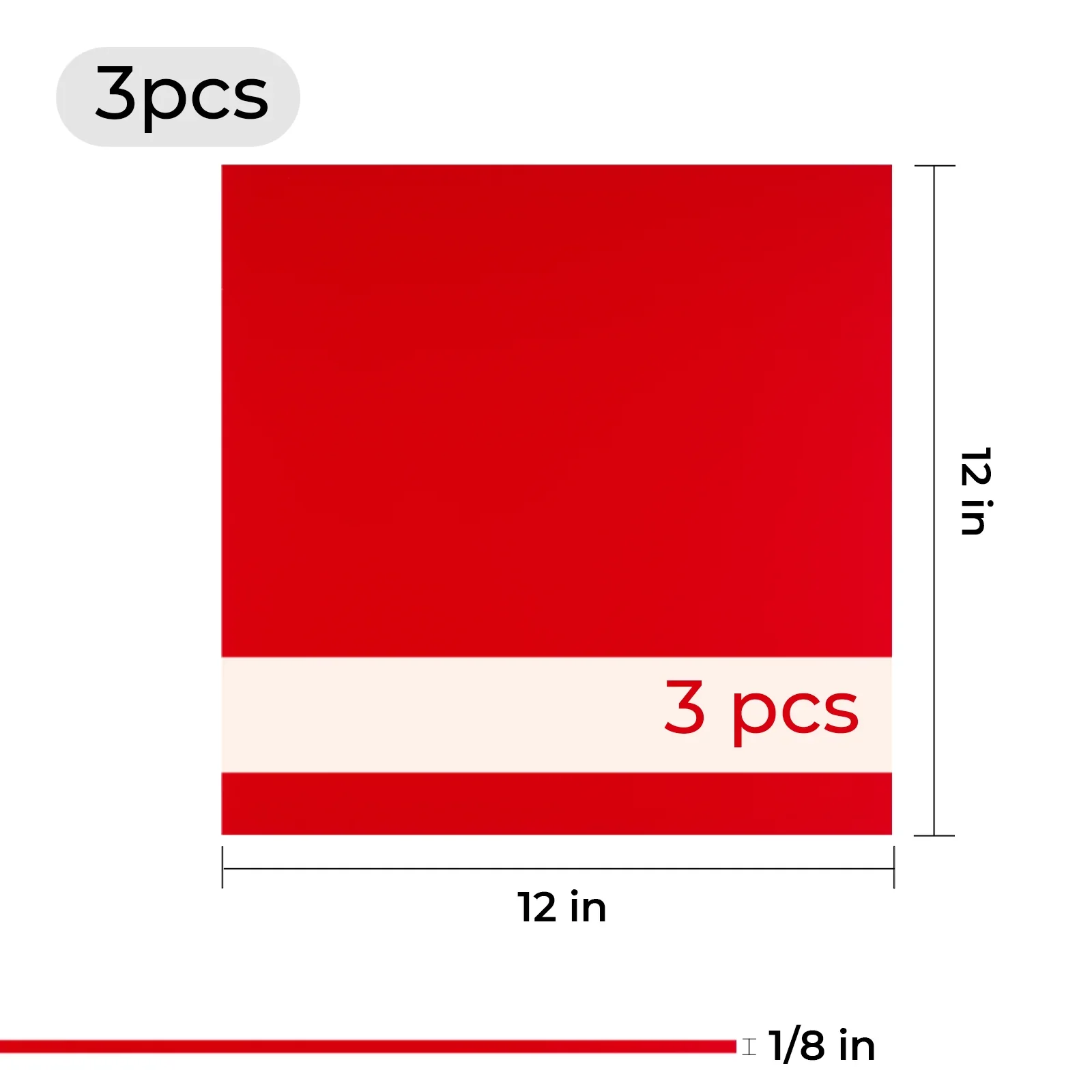 3mm Red to White Two-Tone Acrylic Sheet (3pcs) - Image 3
