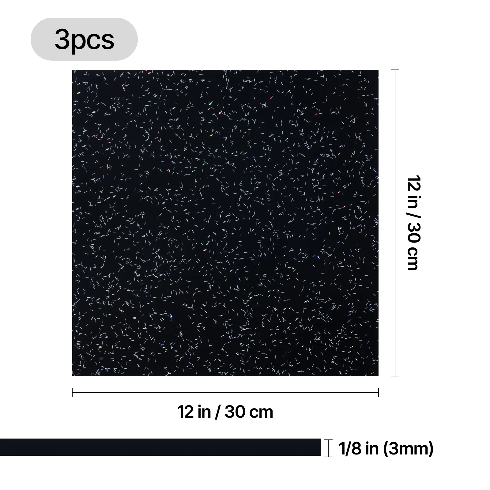 3,2 mm Sprinkles Glitter Black Acrylic Sheets (3 pcs) - Image 3