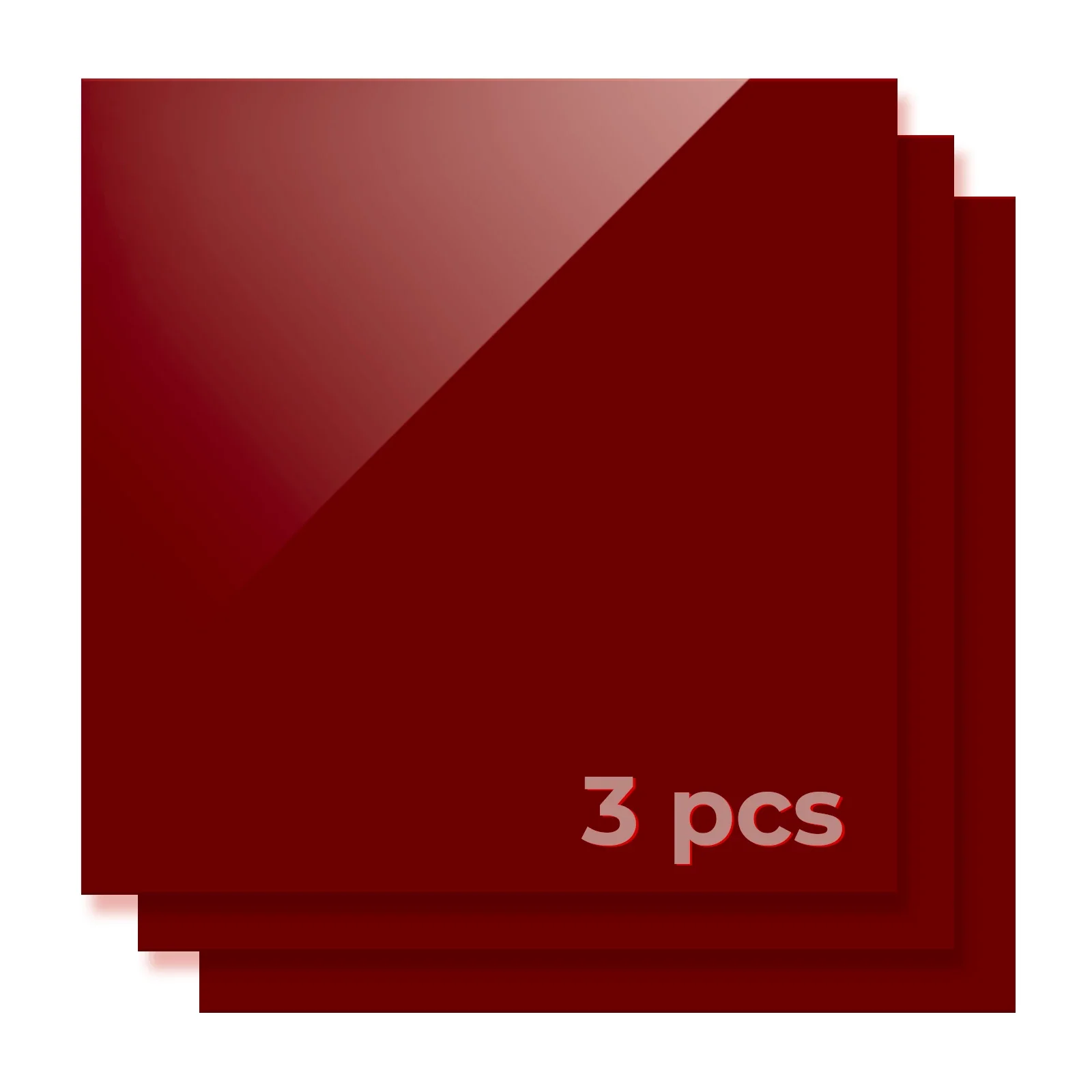 3 mm Dark Red Opaque Glossy Acrylic Sheet for Diode Laser Cutting (3pcs) - Image 3