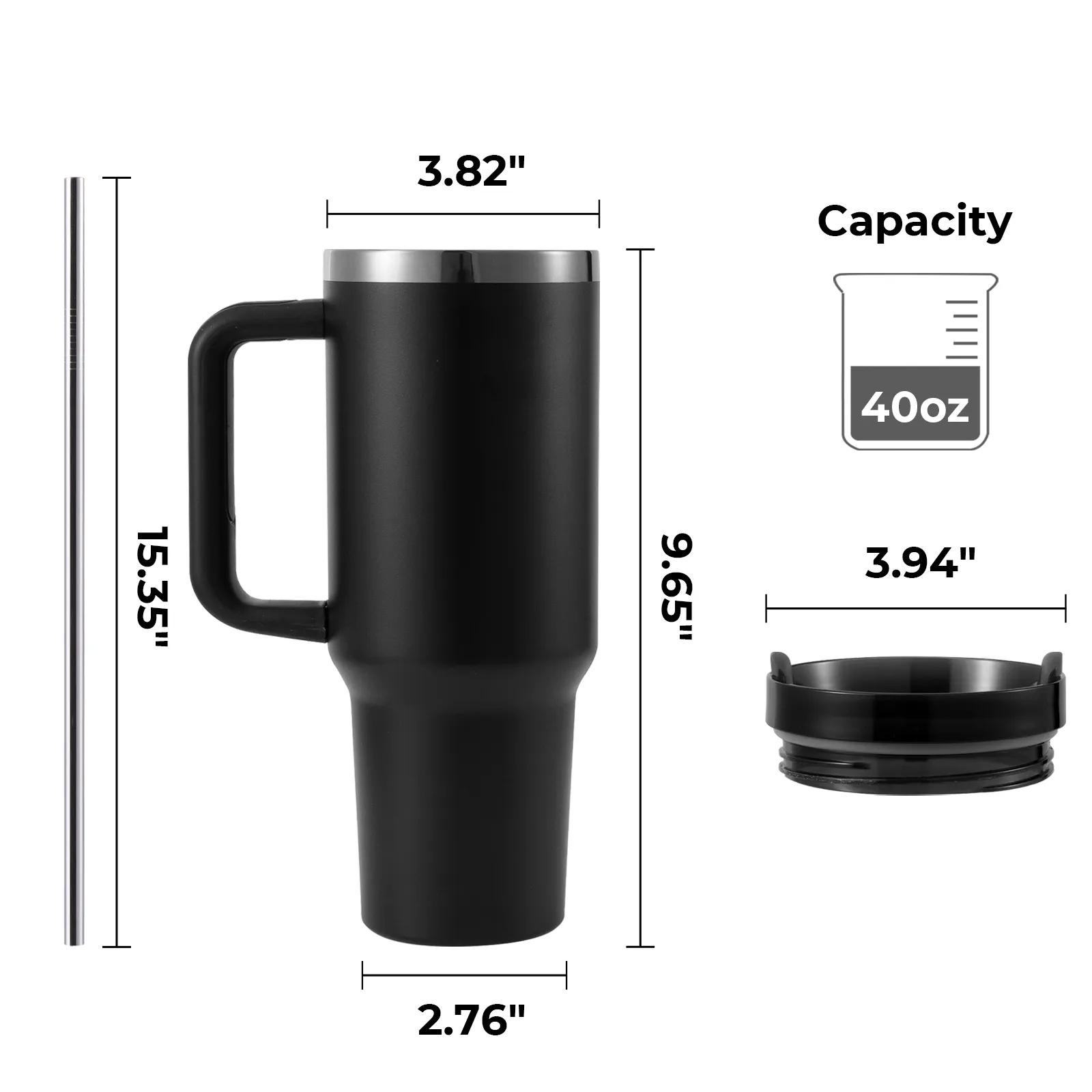 Army Green to Silver Stainless Steel Tumbler with Removable Handle (40oz) - Image 4