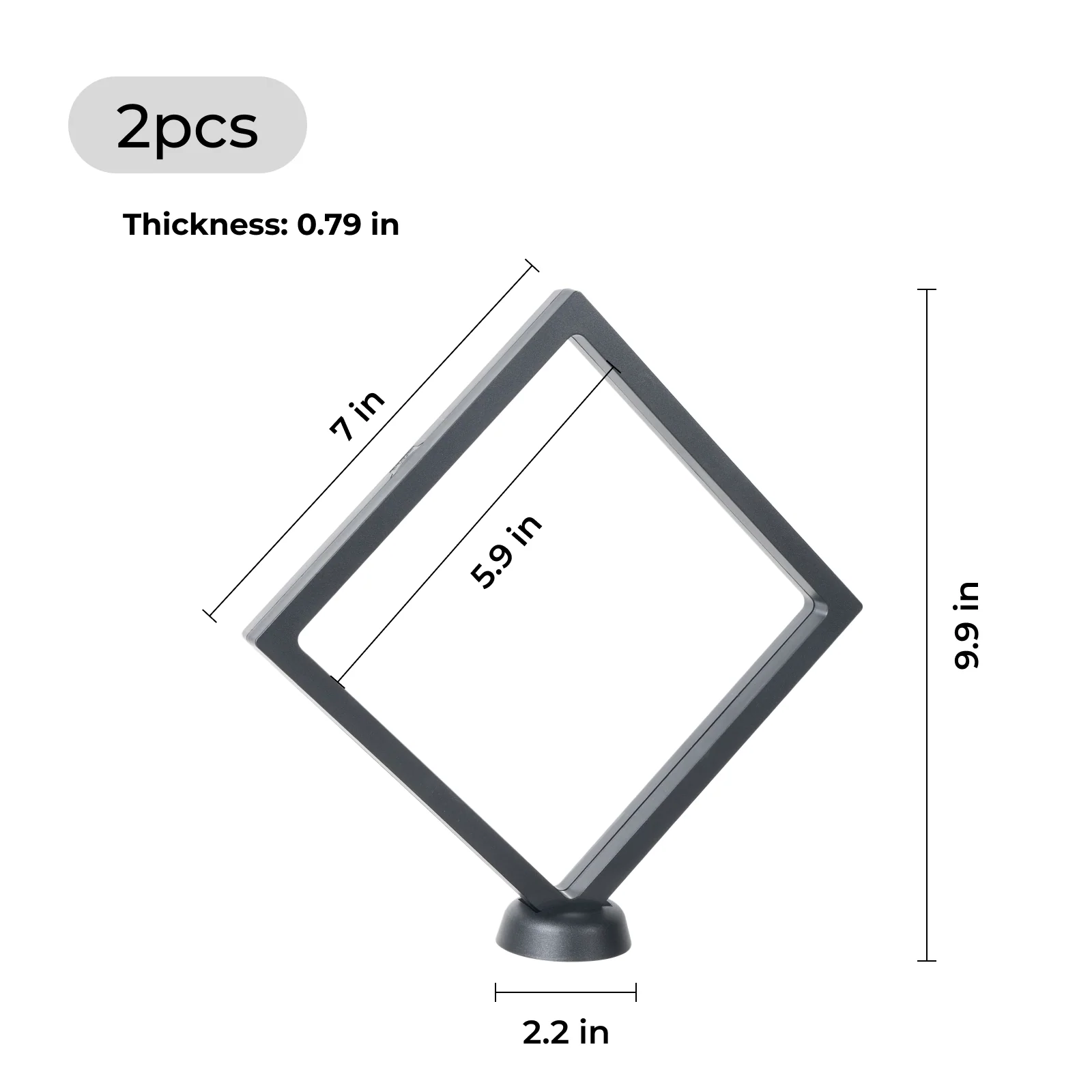Black Floating Frame with Stand (2pcs) 17,8 × 17,8 cm - Image 3