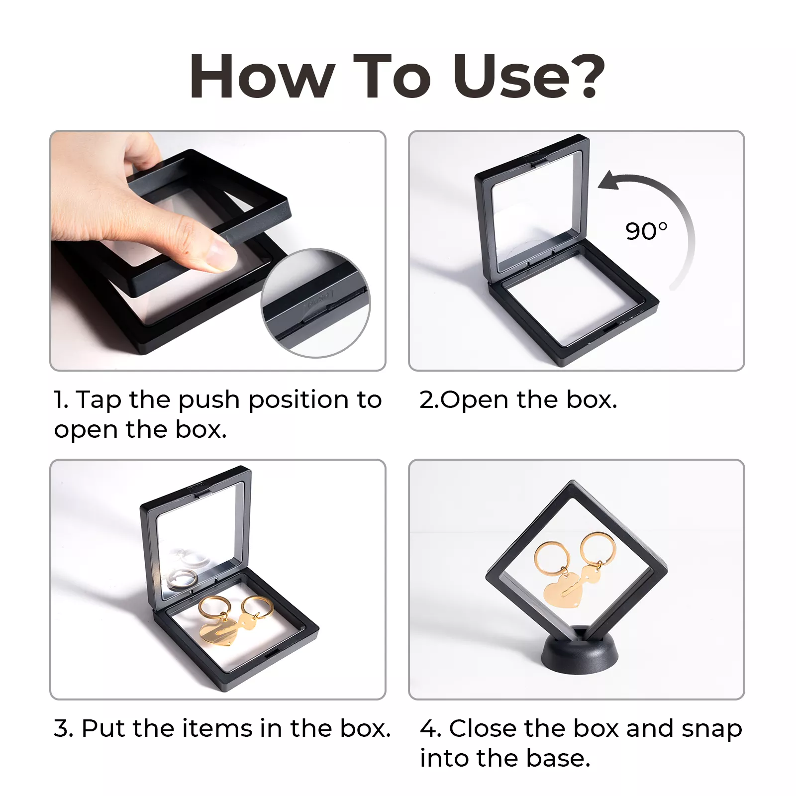 Black Floating Frame with Stand (2pcs) 17,8 × 17,8 cm - Image 4