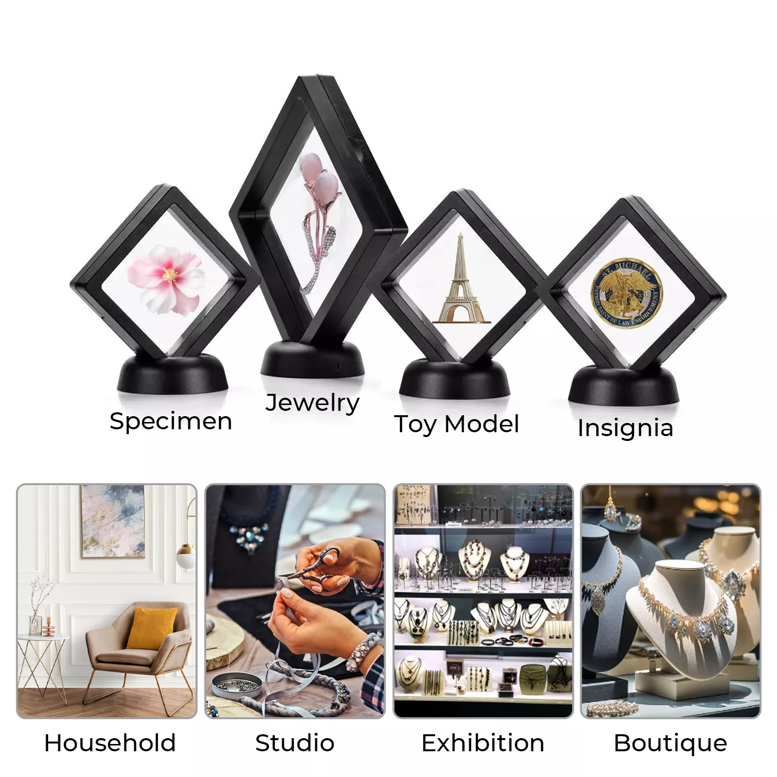 Black Floating Frame with Stand (2pcs) 17,8 × 17,8 cm - Image 5