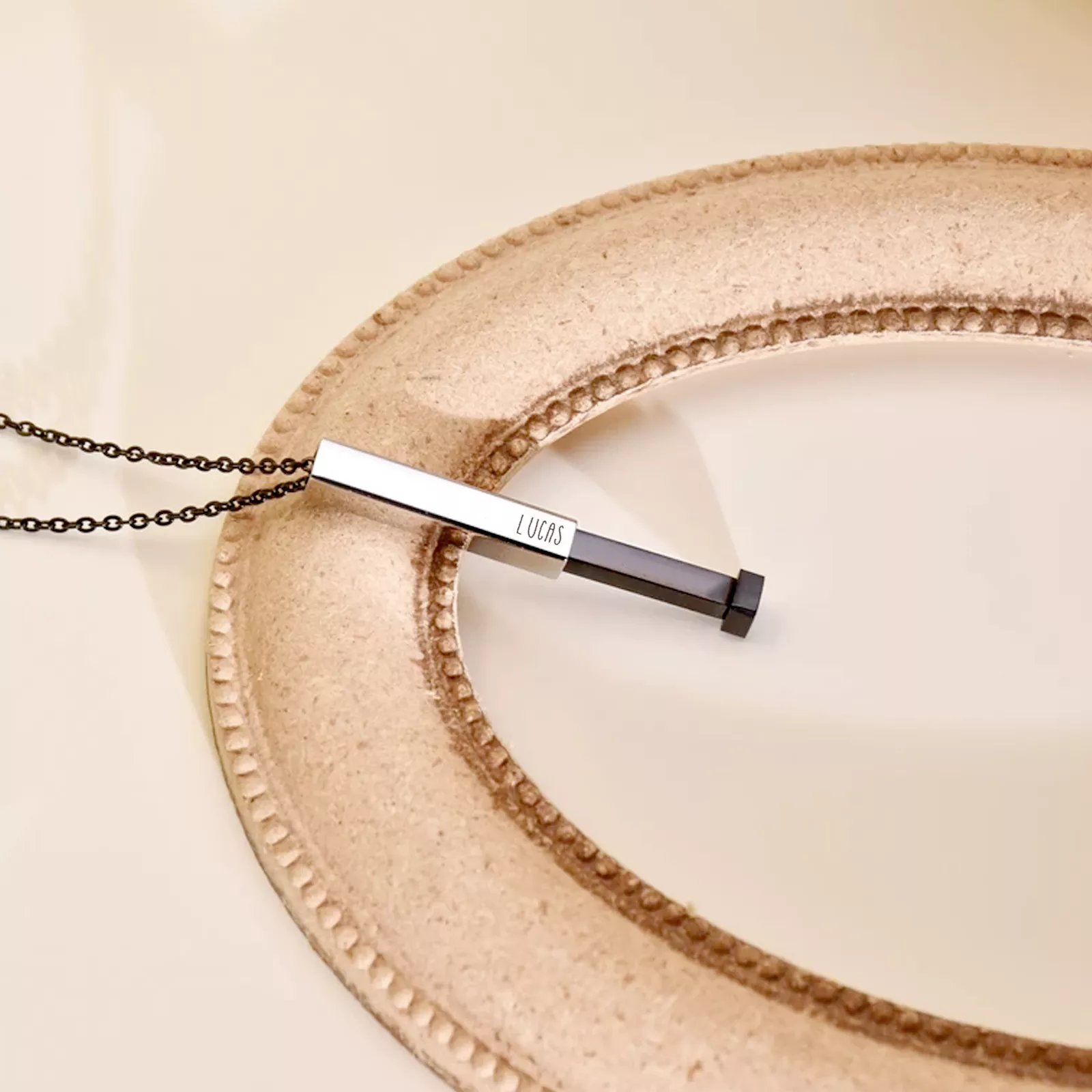 Black Stainless Steel Hidden Message Necklace (3pcs) - Image 2