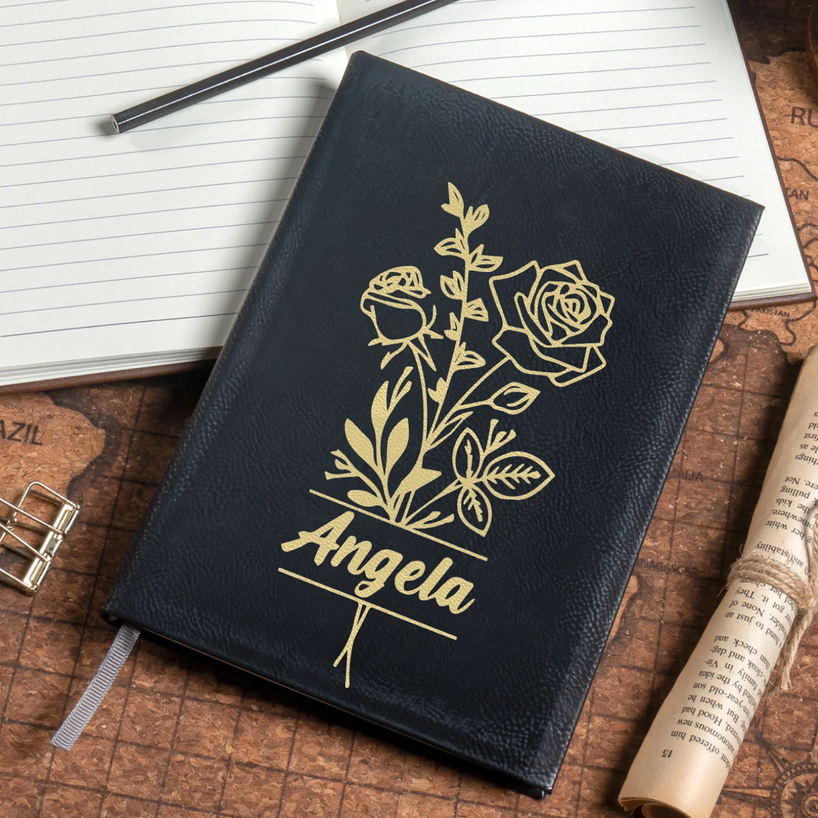 Black to Gold Laserable PU Notebook - Image 2
