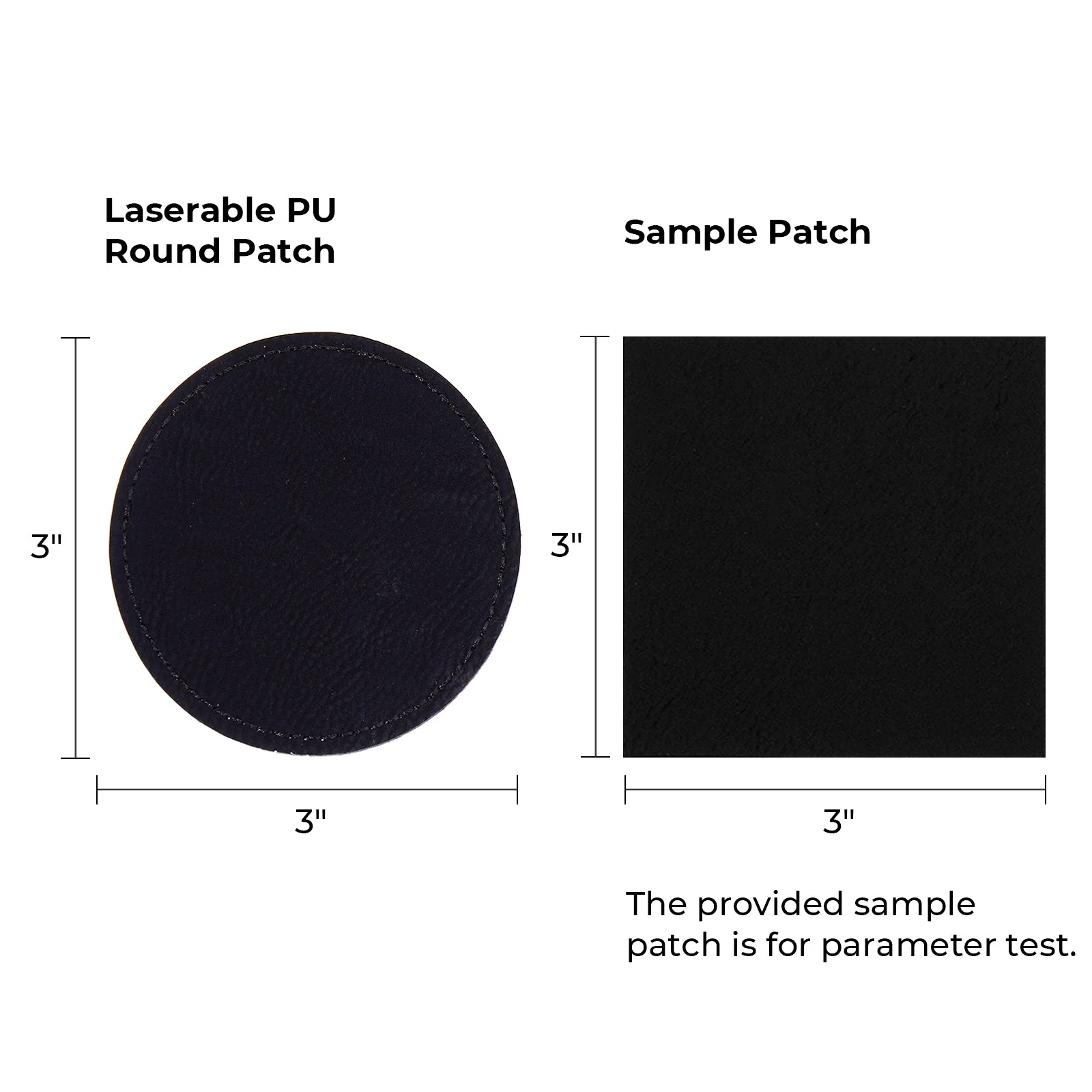 Black to Silver Round Laserable PU Iron-on Patch (10pcs) - Image 3