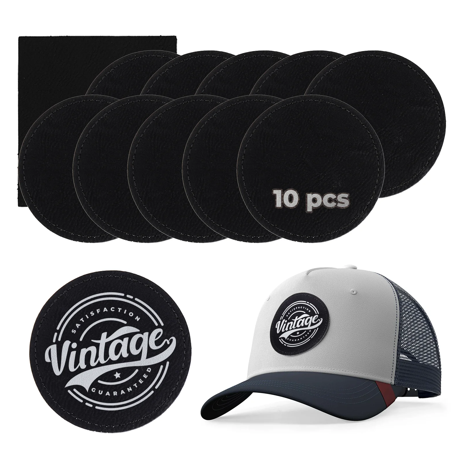 Black to Silver Round Laserable PU Iron-on Patch (10pcs) - Image 4