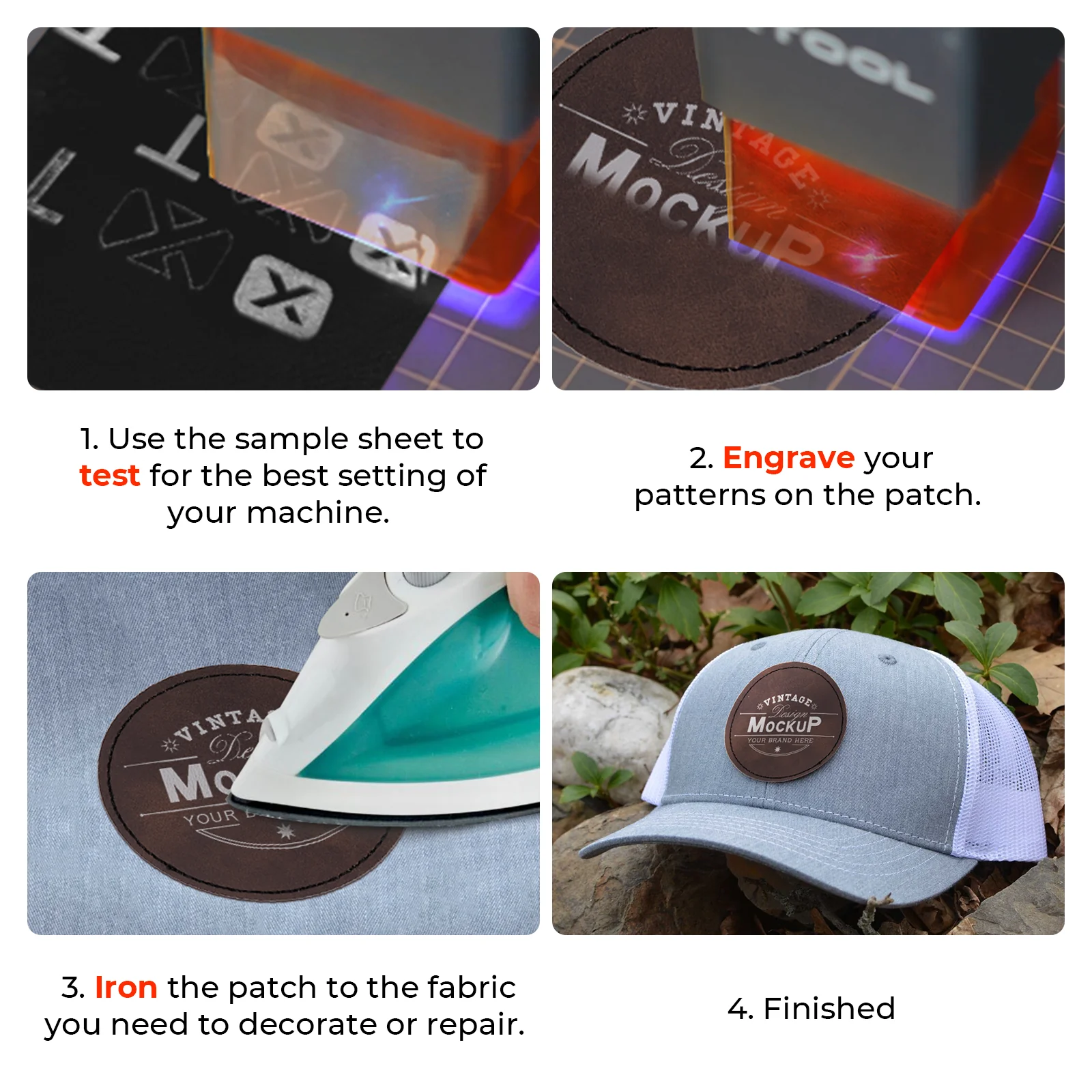 Black to Silver Round Laserable PU Iron-on Patch (10pcs) - Image 6