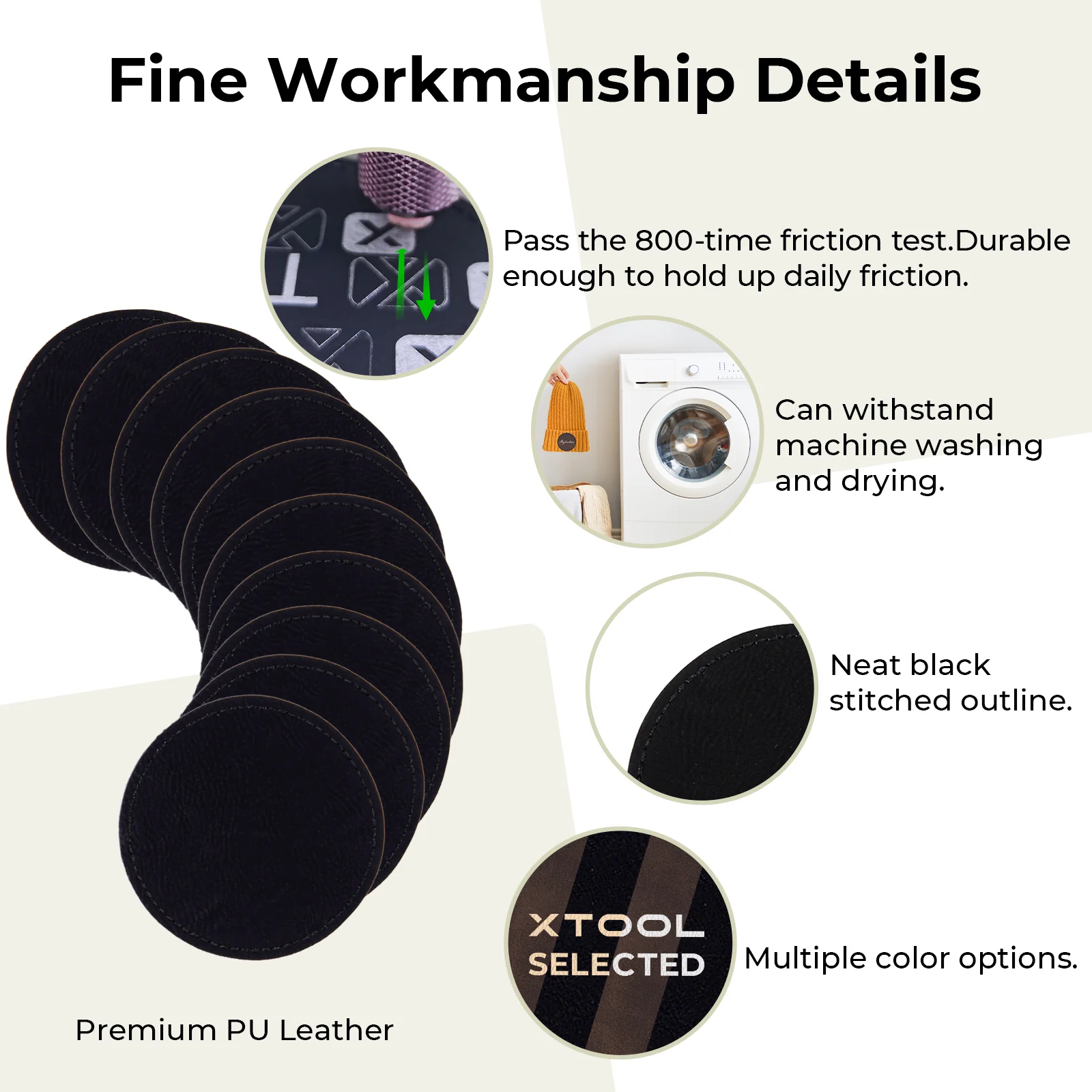 Black to Silver Round Laserable PU Iron-on Patch (10pcs) - Image 7