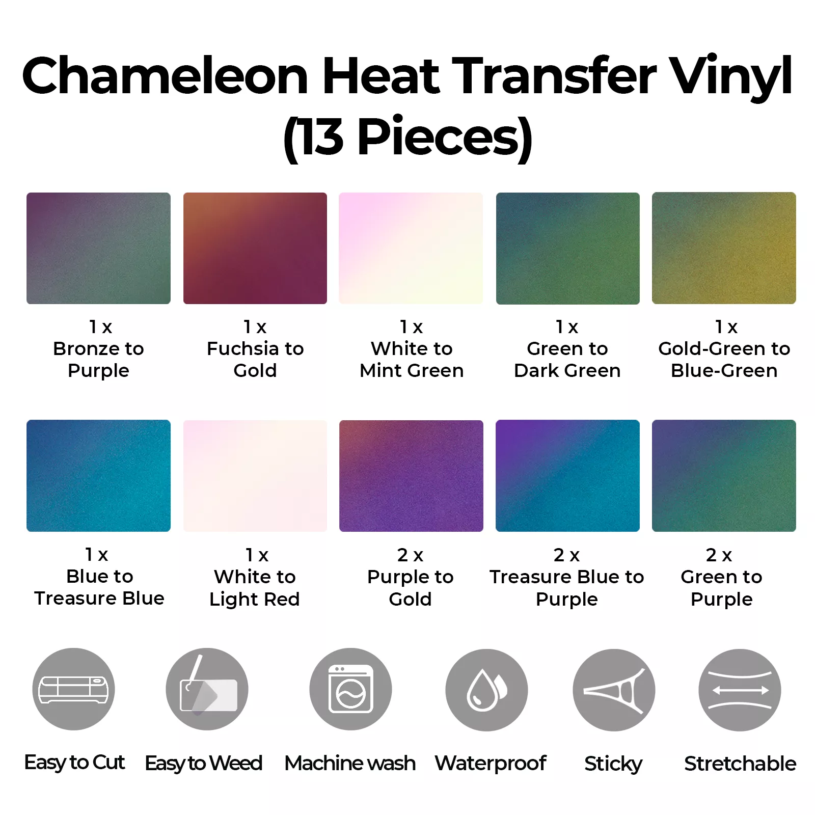 Laser-Safe Chameleon Heat Transfer Vinyl (13pcs) - Image 3