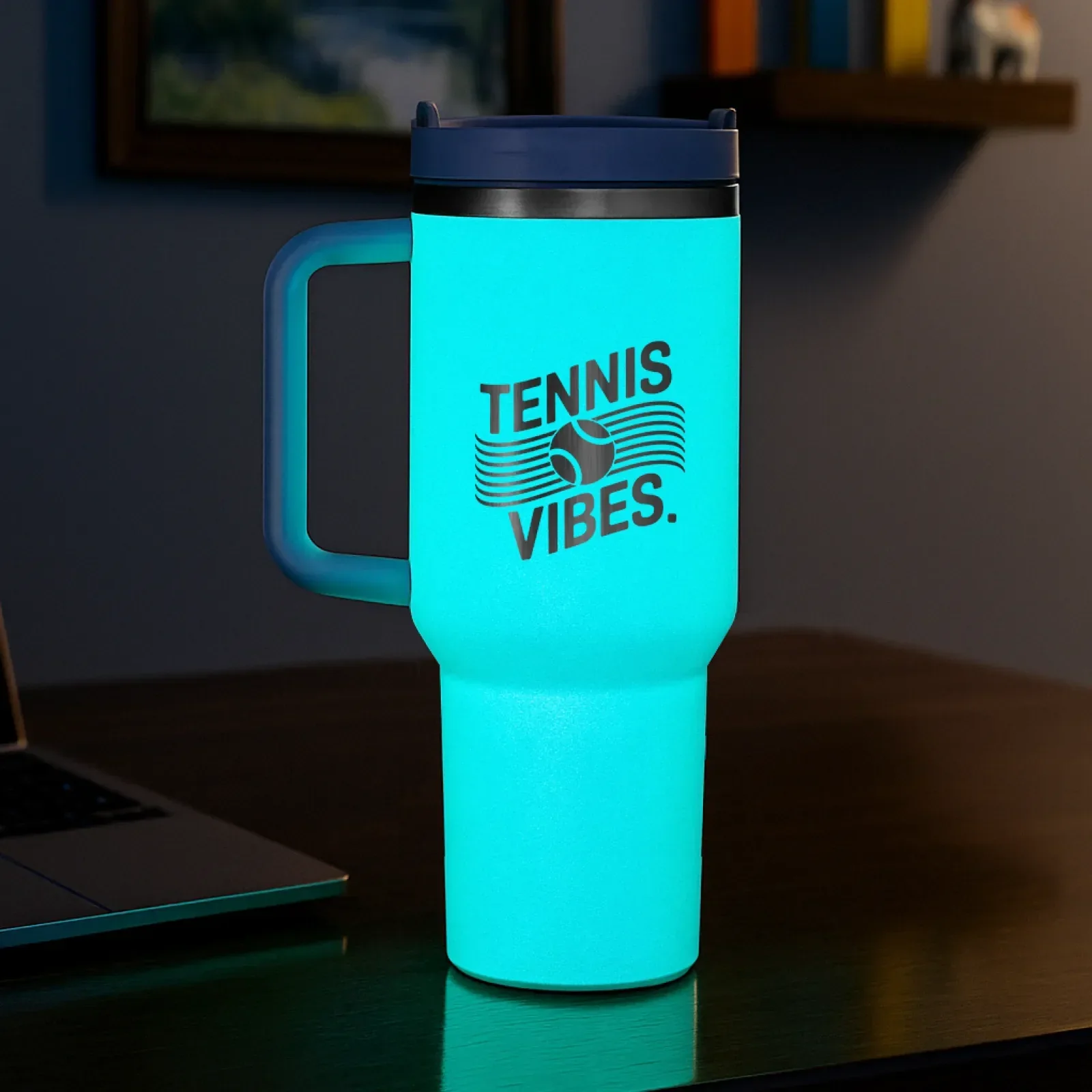 40oz Glow in the Dark Stainless Steel Tumbler with Handle - Image 2