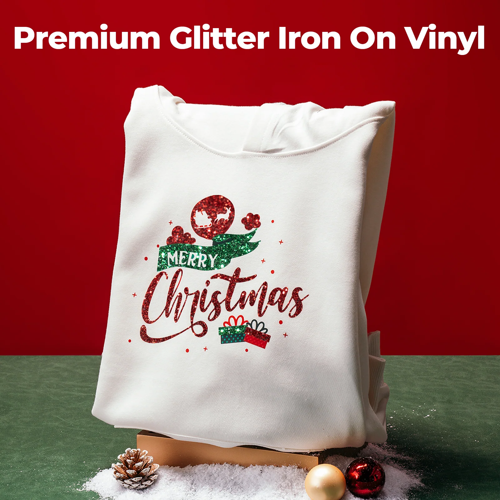 Laser-Safe Gold Glitter HTV Heat Transfer Vinyl Roll - Image 4
