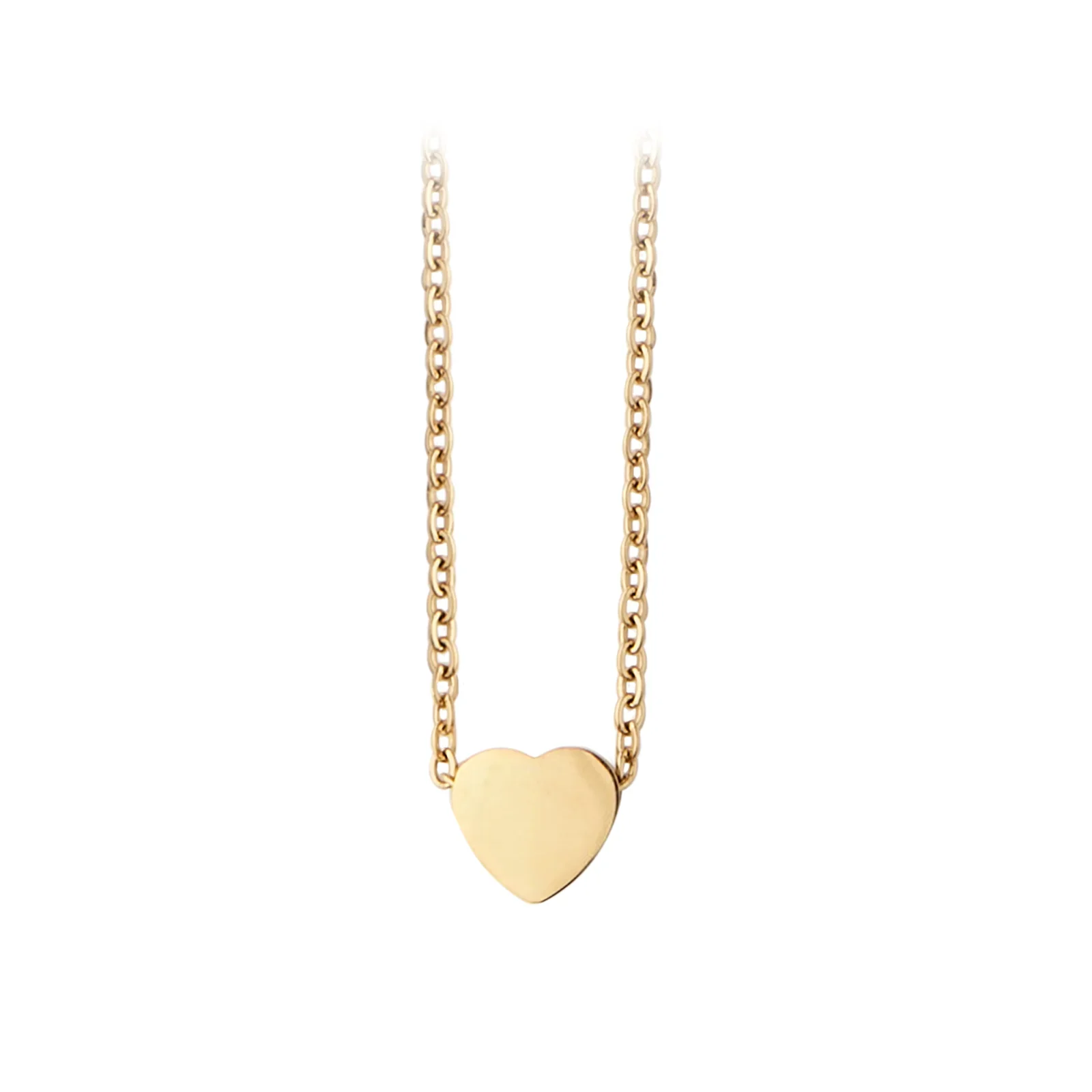 Gold Stainless Steel Heart Necklace (6pcs)