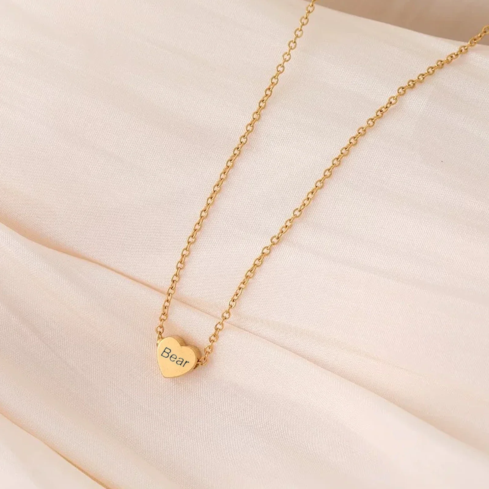 Gold Stainless Steel Heart Necklace (6pcs) - Image 2