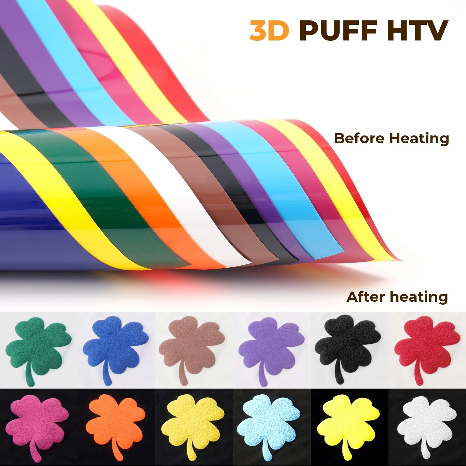 Laser-Safe Mix Colors Puff Vinyl Heat Transfer 3D (14 pcs) - Image 4