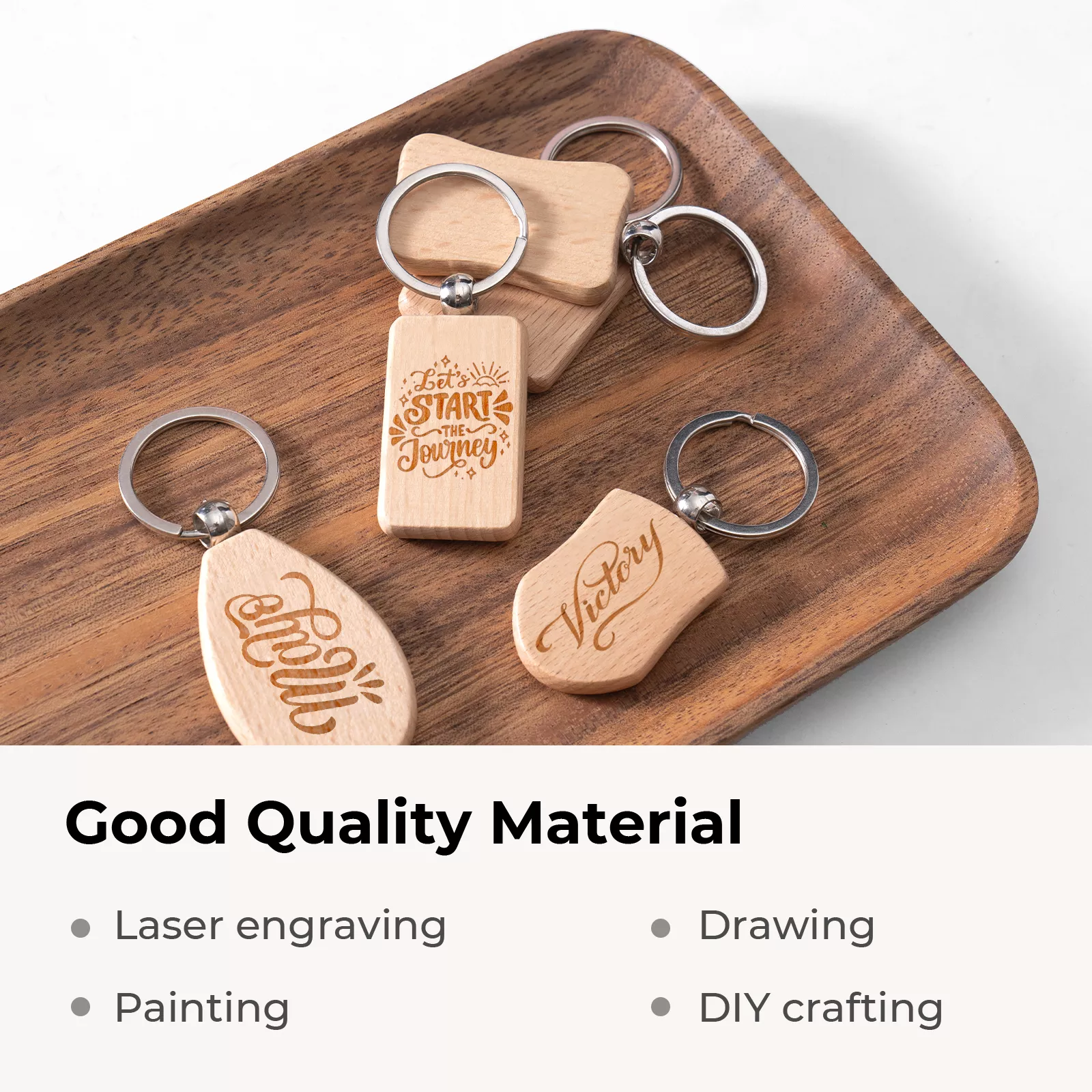 Mixed Shaped Wooden Keychain (10pcs) - Image 2
