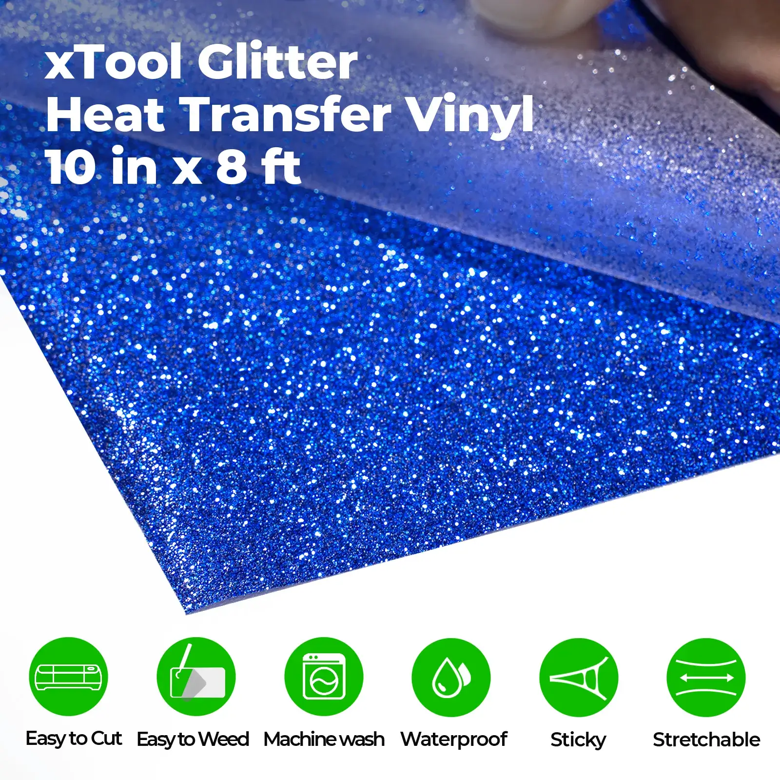 Laser-Safe Navy Blue Glitter HTV Heat Transfer Vinyl Roll - Image 3