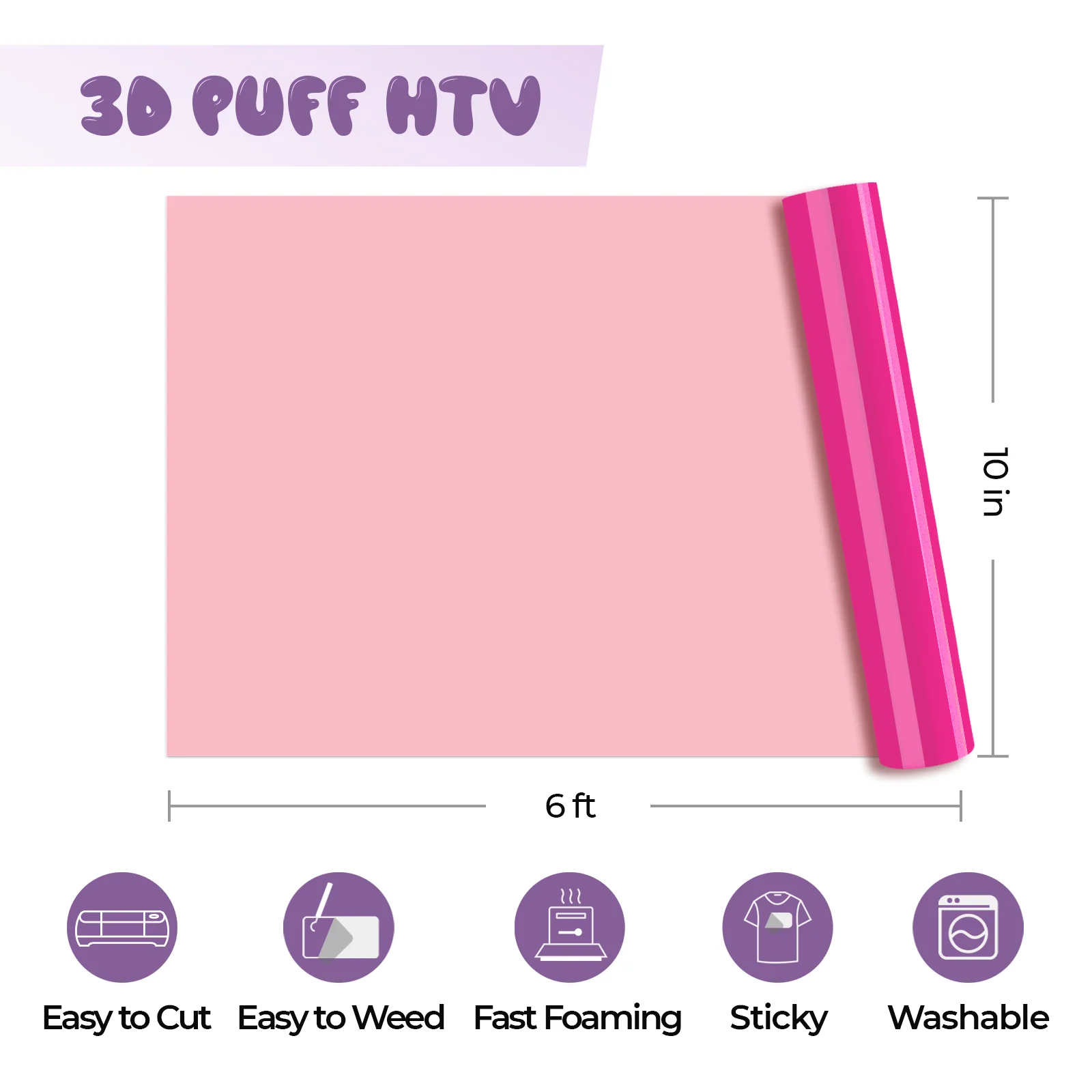 Laser-Safe Neon Pink 3D Puff Heat Transfer Vinyl Roll - Image 3