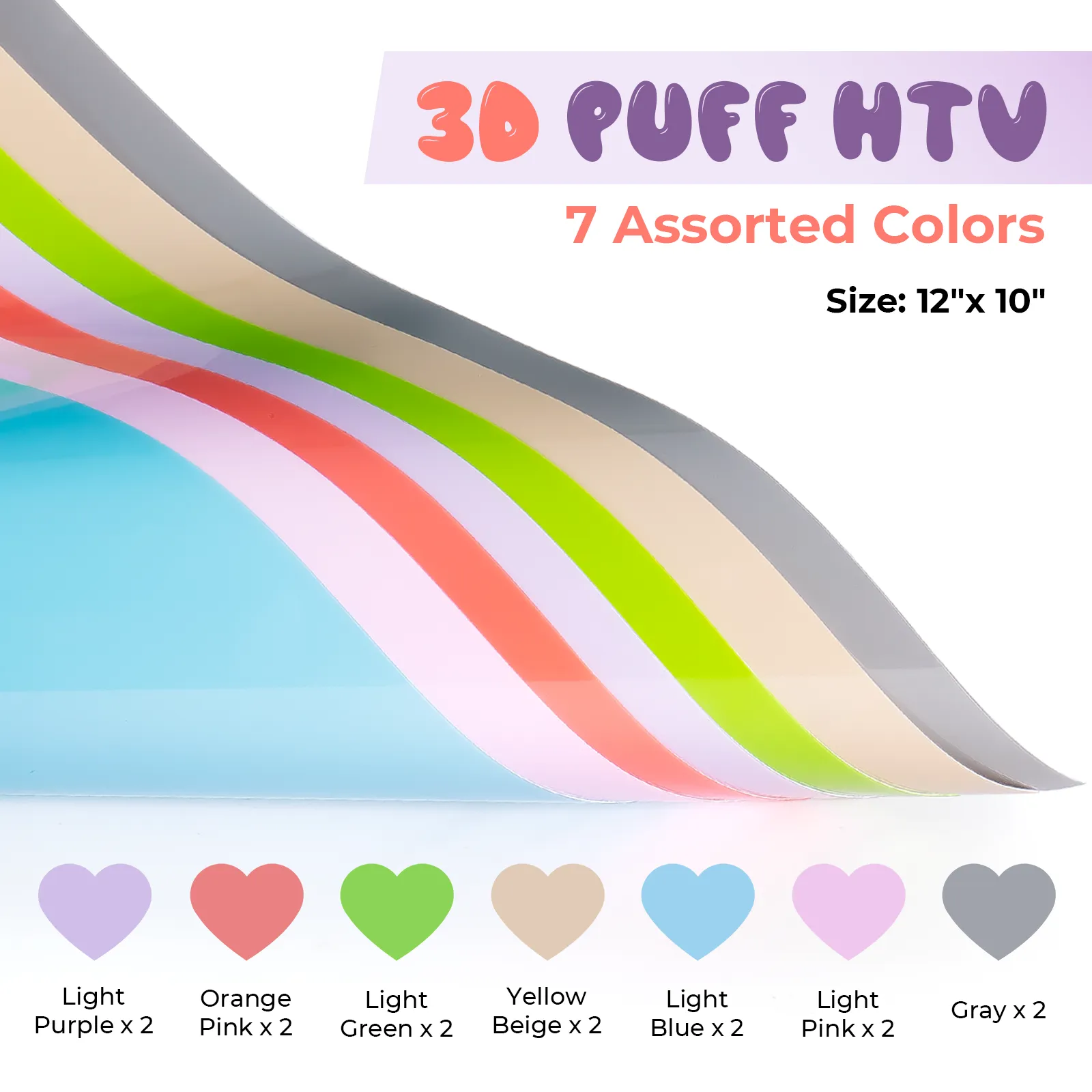 Laser-Safe Pastel Puff Vinyl Heat Transfer 3D (14 pcs) - Image 3