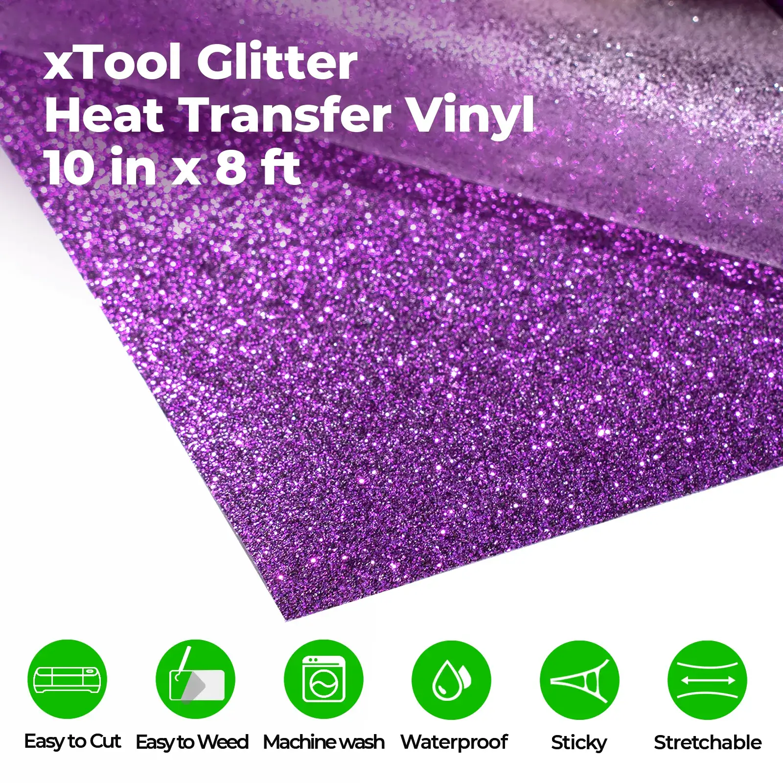 Laser-Safe Purple Glitter HTV Heat Transfer Vinyl Roll - Image 3