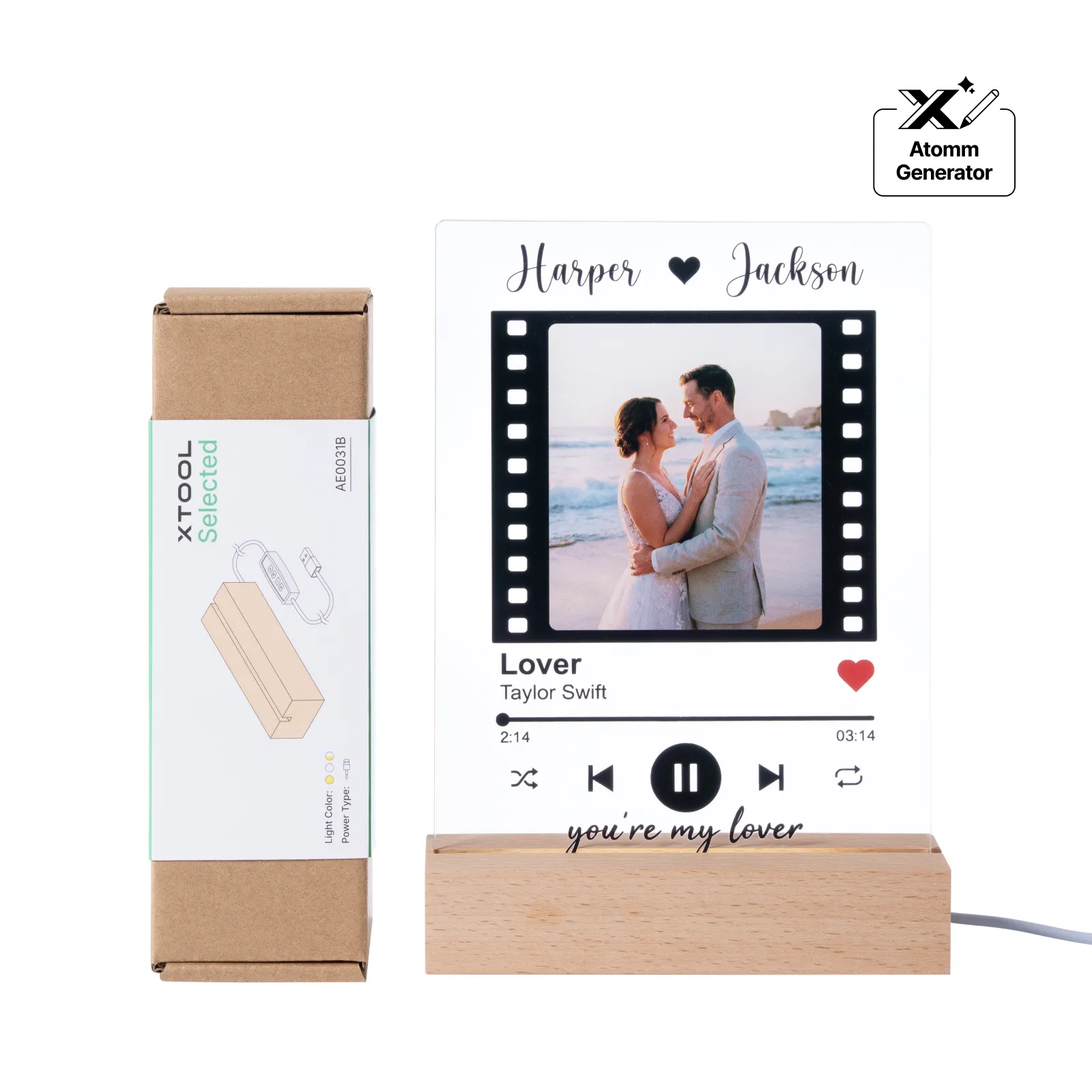 Rectangular Rubber Wood LED Light Base with Open Slot - Image 11