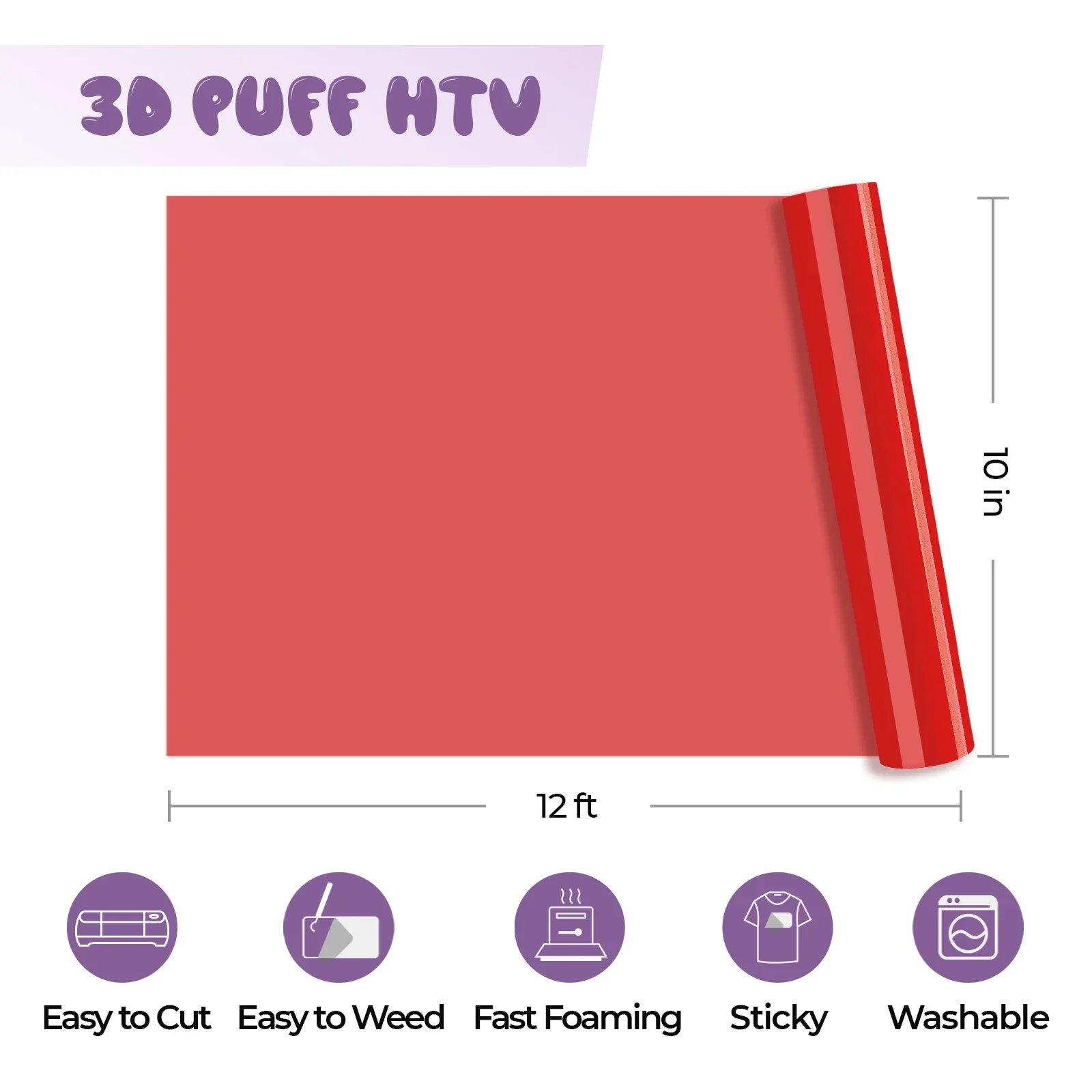 Laser-Safe Red 3D Puff Heat Transfer Vinyl Roll - Image 4