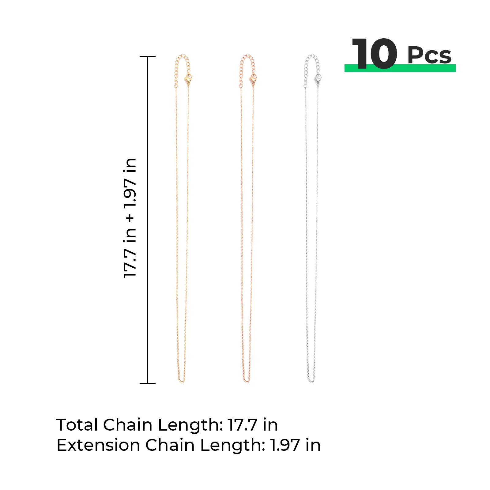 Rose Gold Stainless Steel Chains (10pcs) - Image 3