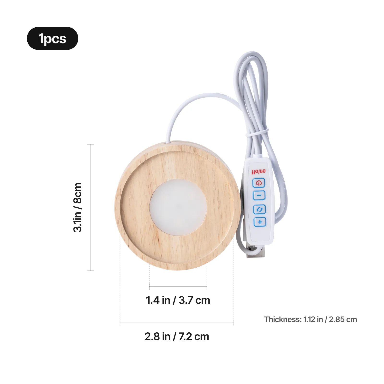 Round Rubber Wood LED Light Base with Groove - Image 13