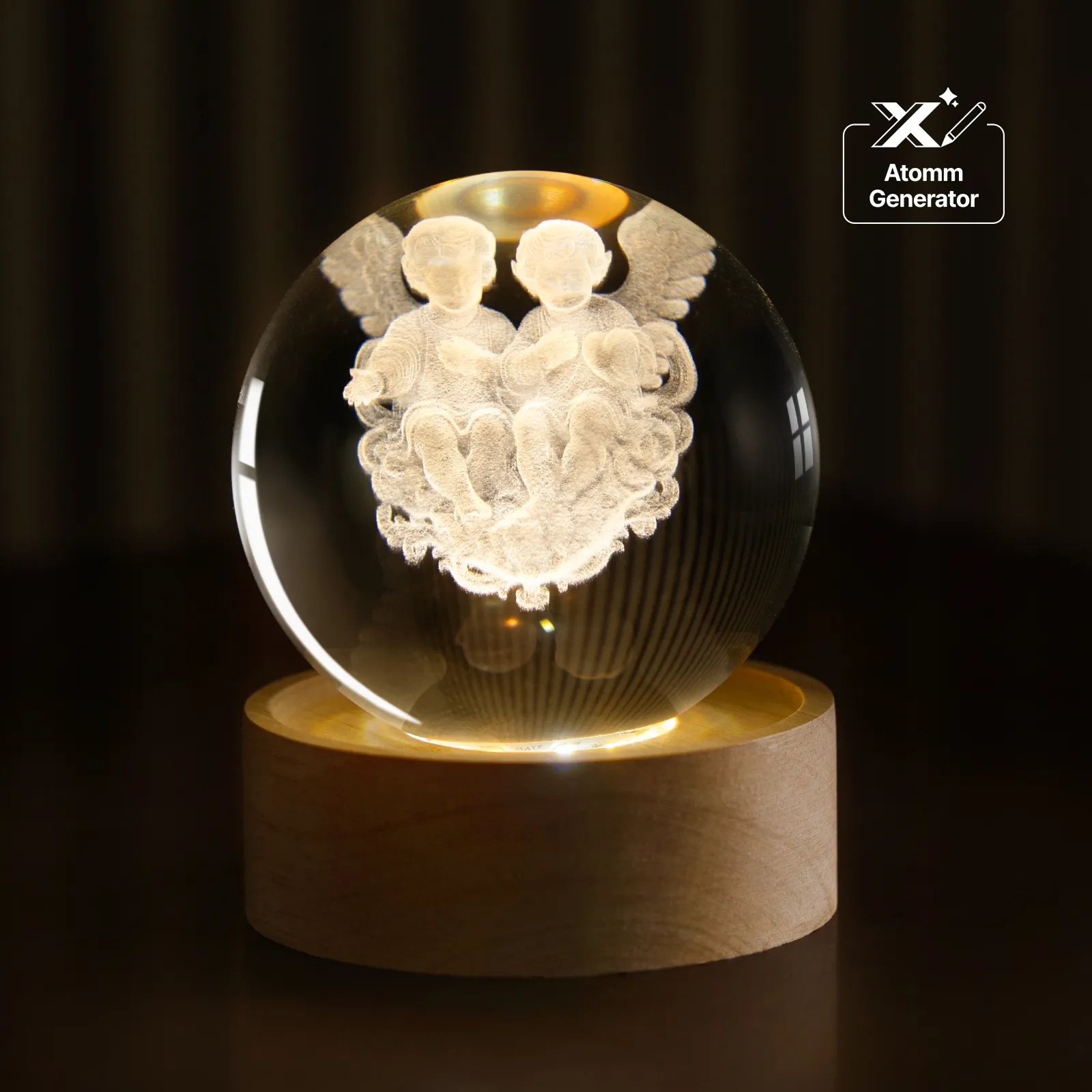 Round Rubber Wood LED Light Base with Groove - Image 2
