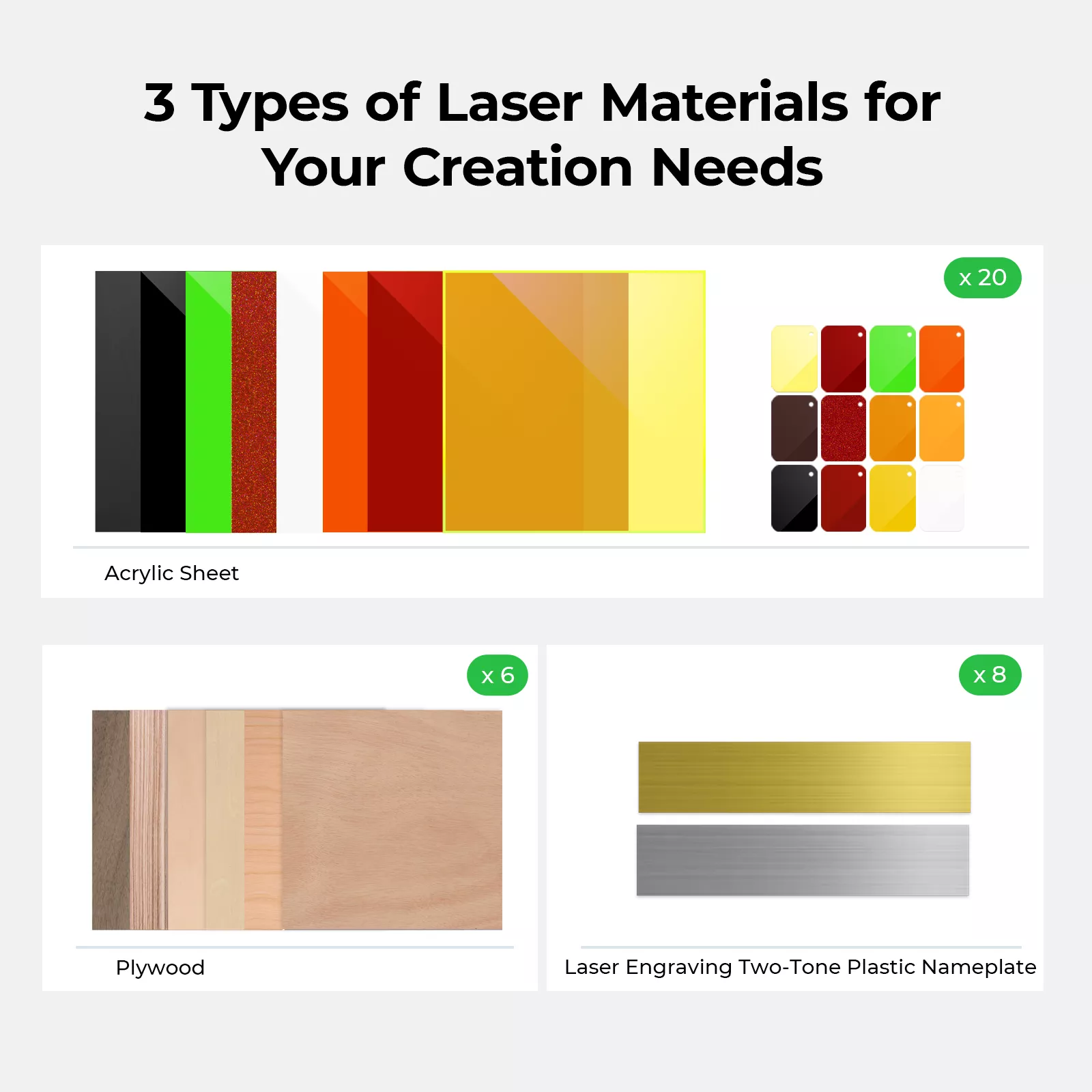 xTool M/S Series Laser Material Kit (34pcs) - Image 3