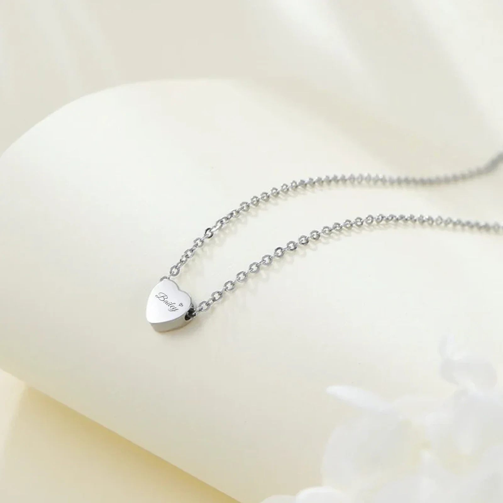 Silver Stainless Steel Heart Necklace (6pcs) - Image 2