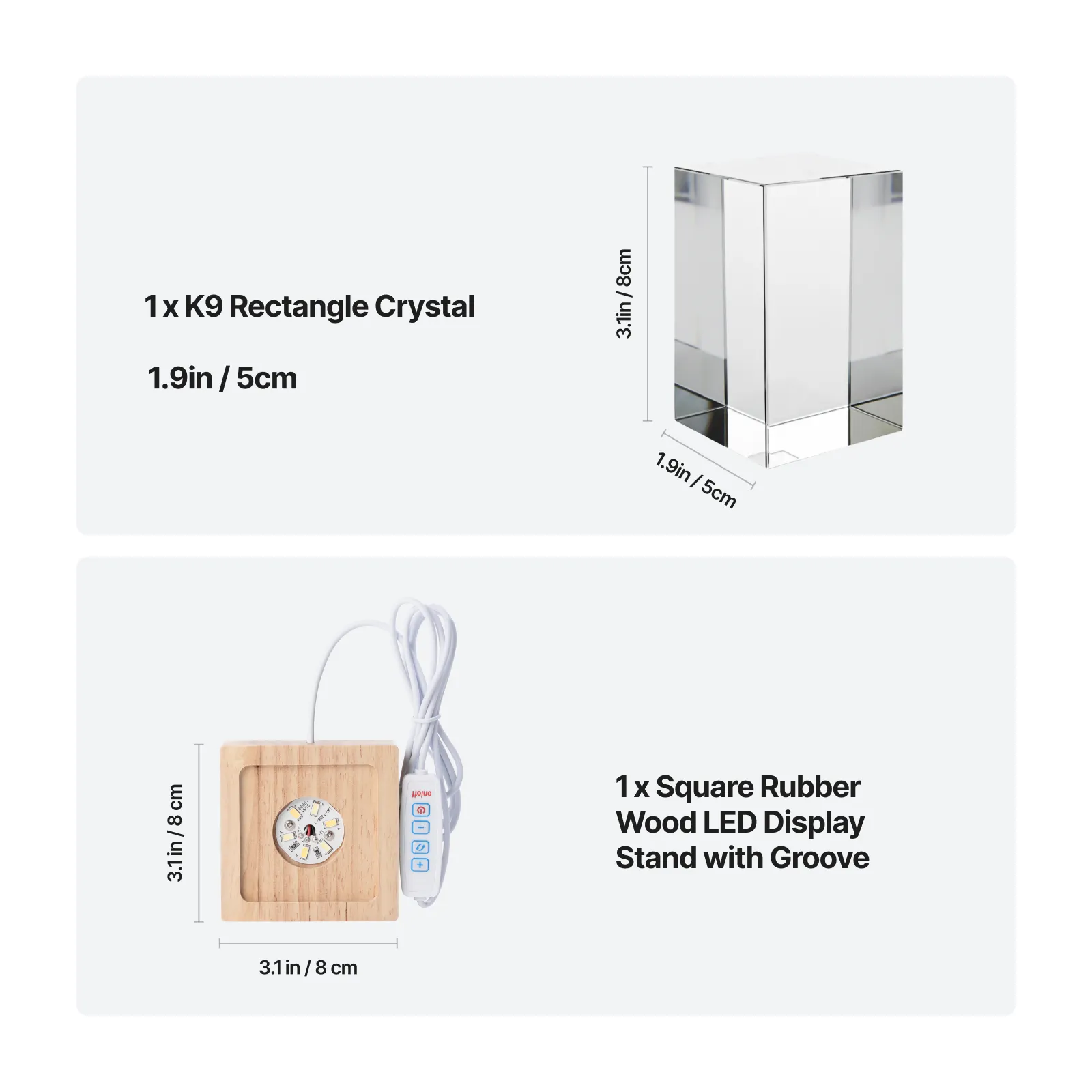 Square Rubber Wood LED Light Base with Groove - Image 6