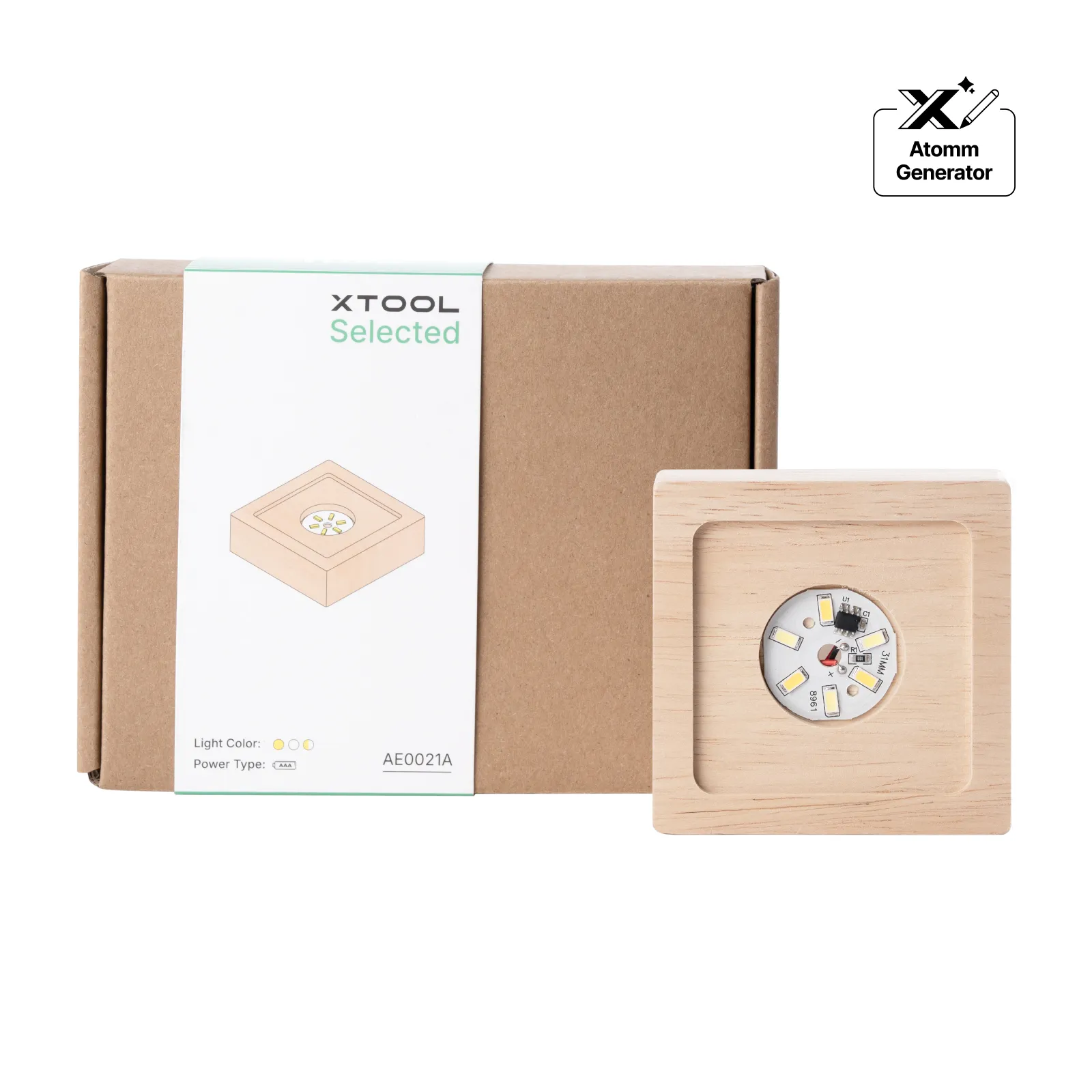 Square Rubber Wood LED Light Base with Groove - Image 8