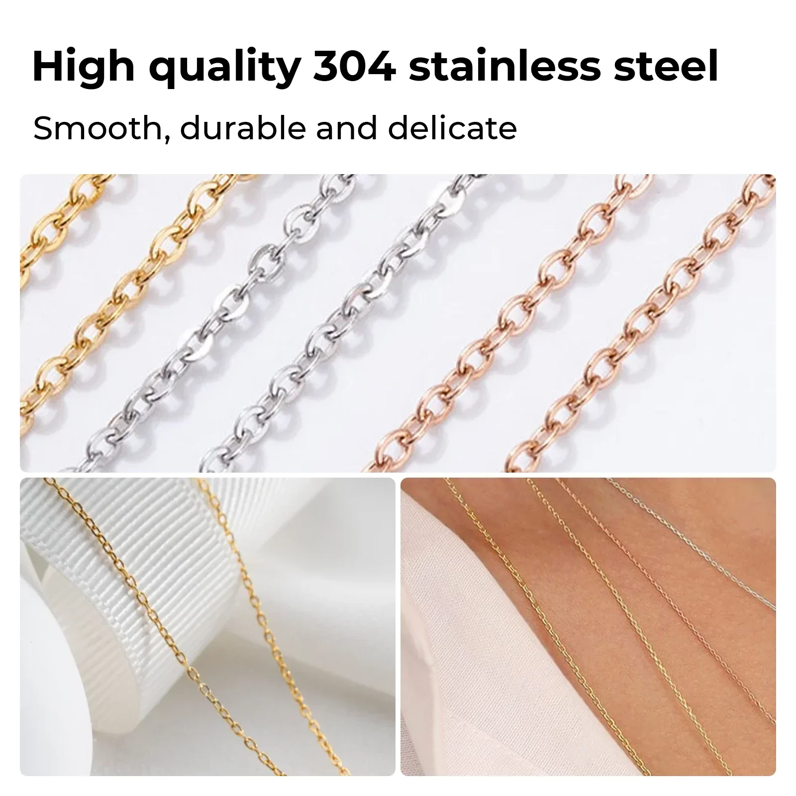 Silver Stainless Steel Chains (10pcs) - Image 3
