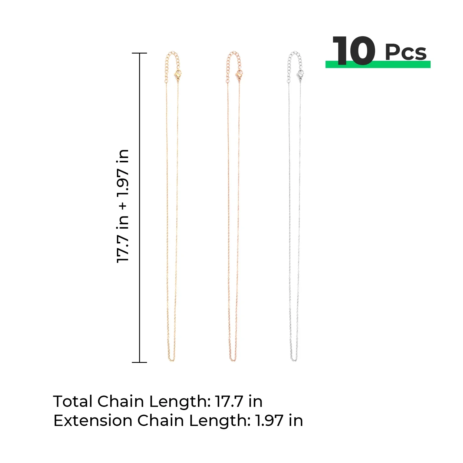 Silver Stainless Steel Chains (10pcs) - Image 4