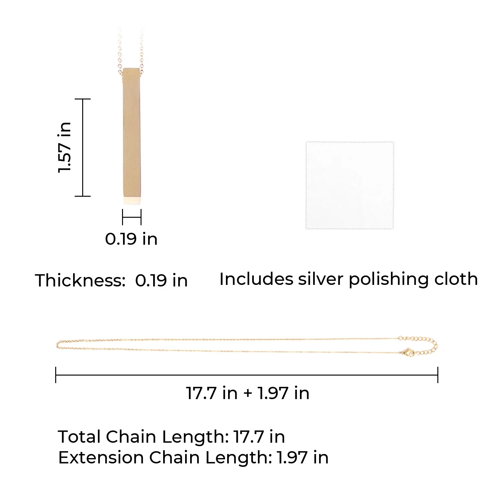 Stainless Steel Rose Gold Vertical Bar Necklace (6pcs) - Image 3