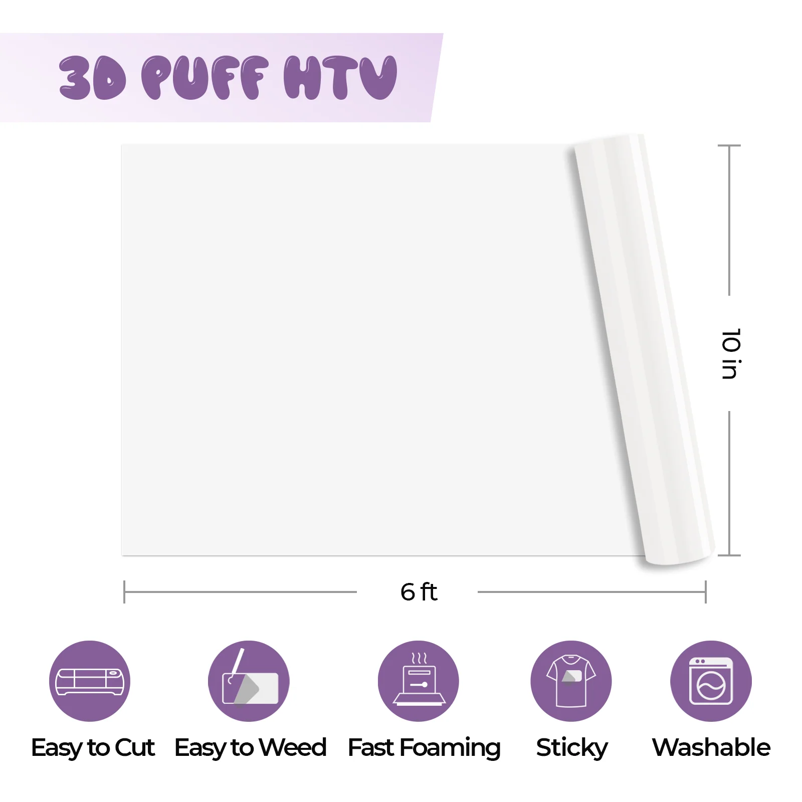 Laser-Safe White 3D Puff Vinyl Heat Transfer Vinyl Roll - Image 3