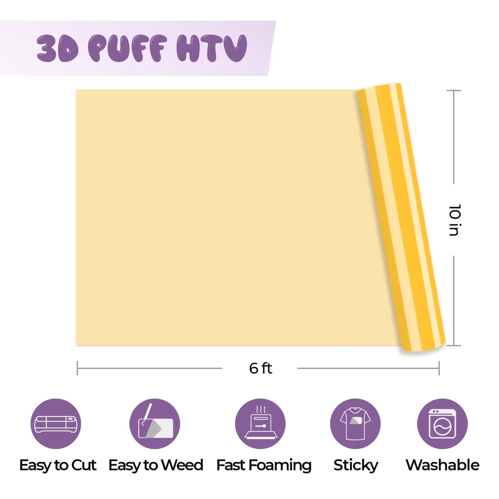 Laser-Safe Yellow 3D Puff Heat Transfer Vinyl Roll - Image 7